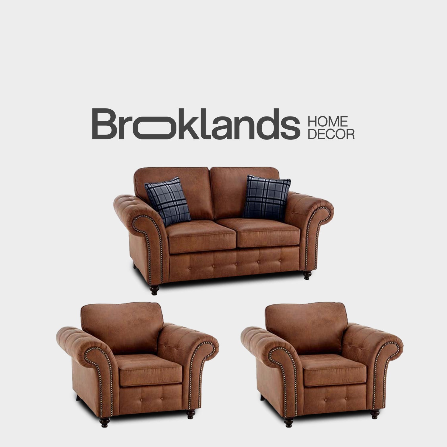 Oakland Tan Suede 2+1+1 Seater Sofa Set