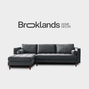 Scott Grey Velvet Corner Sofa LHC