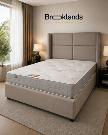 Premium pocket sprung mattress displayed in a modern British bedroom