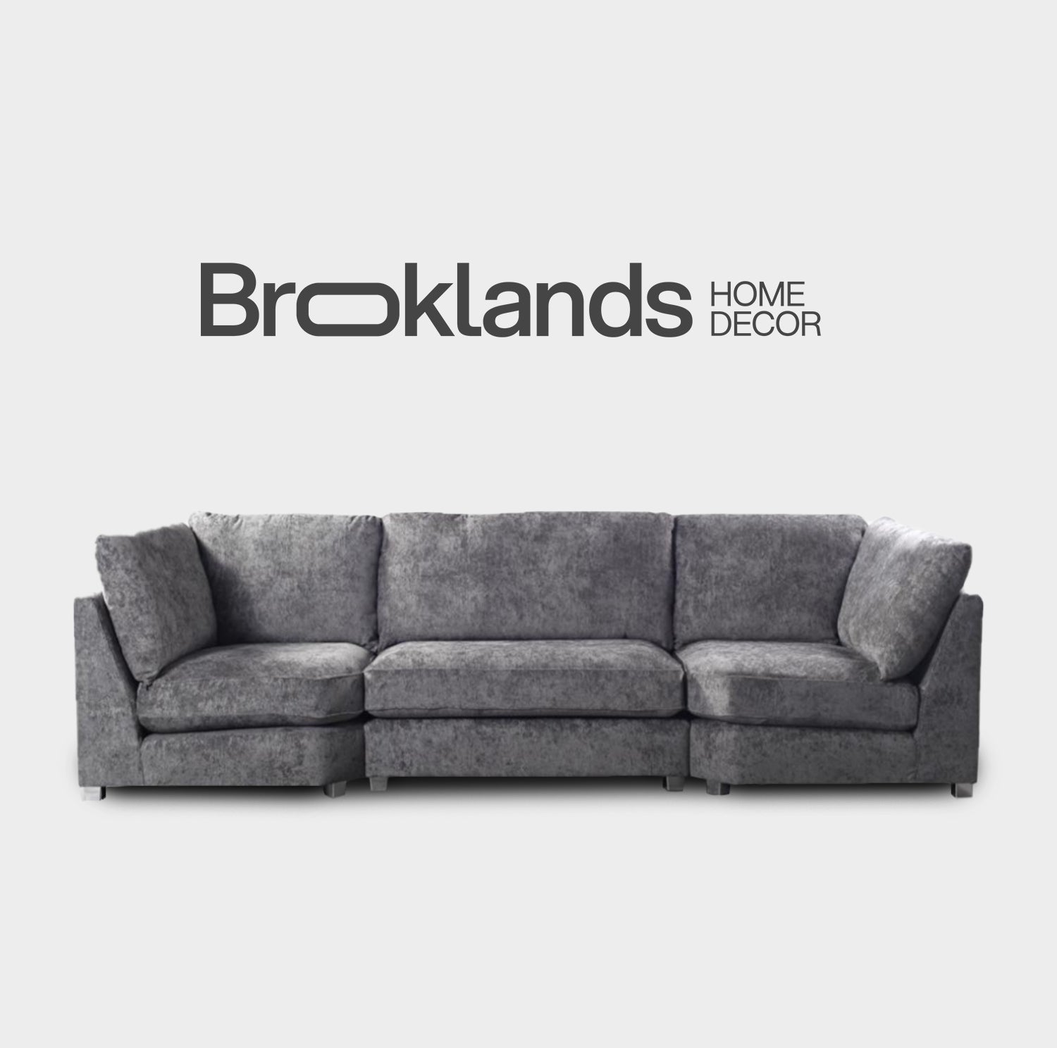 Bishop U Shape Sofa Luxe Chenille Platinum Grey