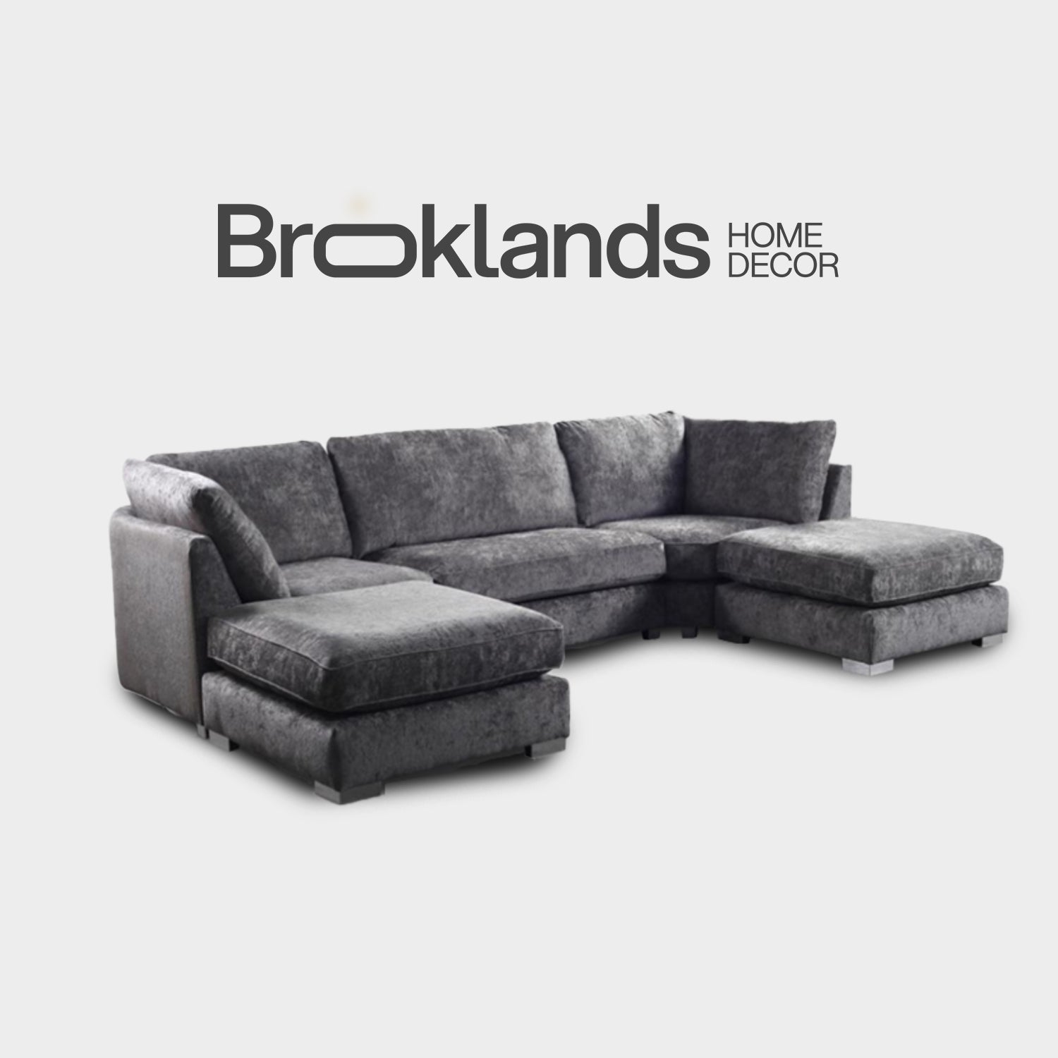Bishop U Shape Sofa Luxe Chenille Platinum Grey