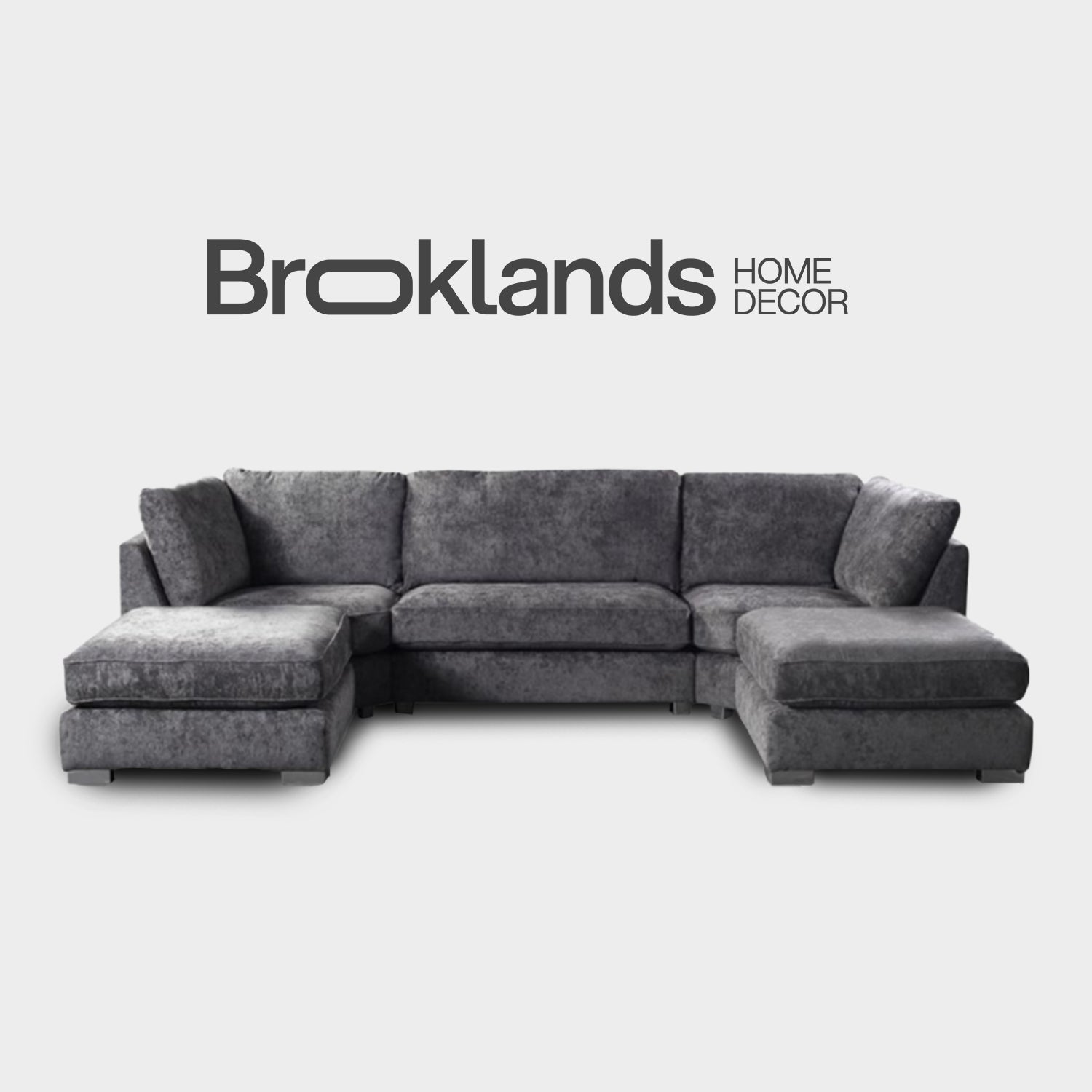 Bishop U Shape Sofa Luxe Chenille Platinum Grey