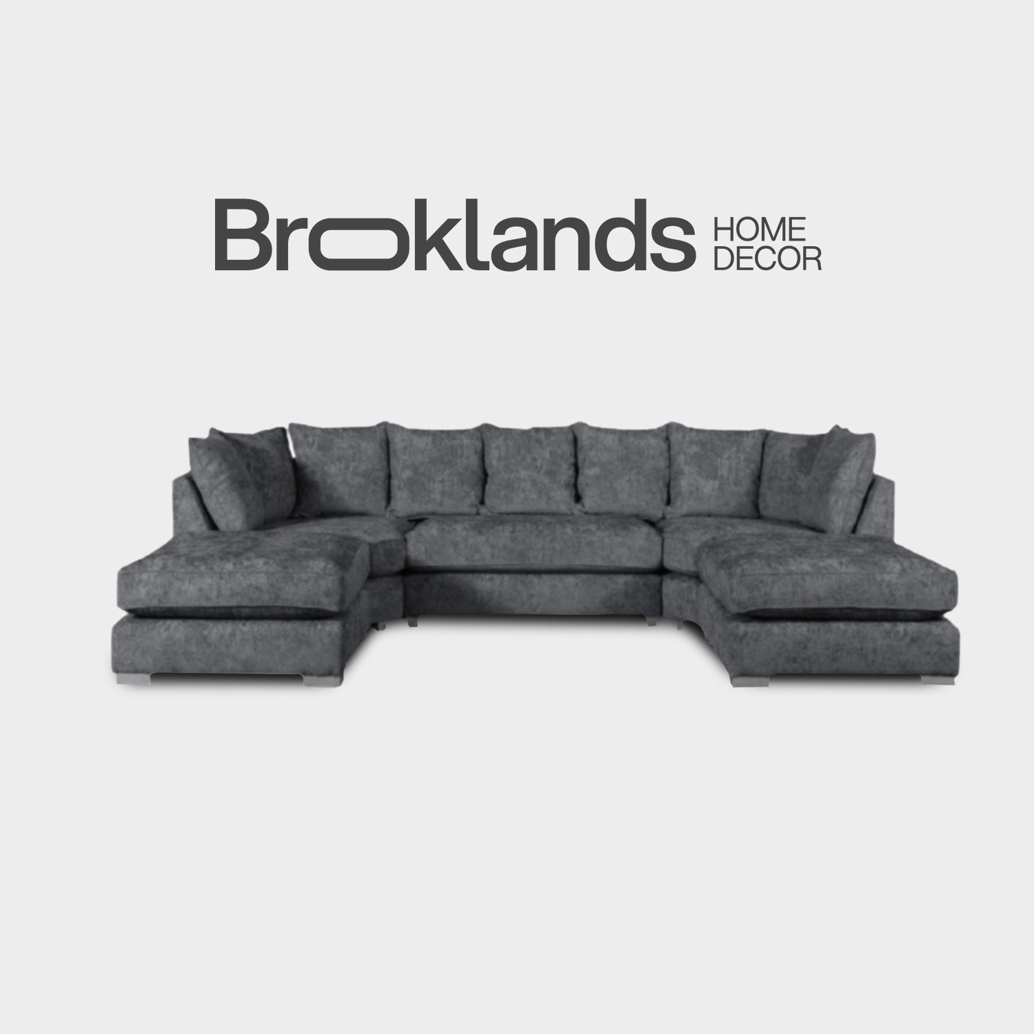 London U Shape Sofa Soft Chenille Charcoal Grey