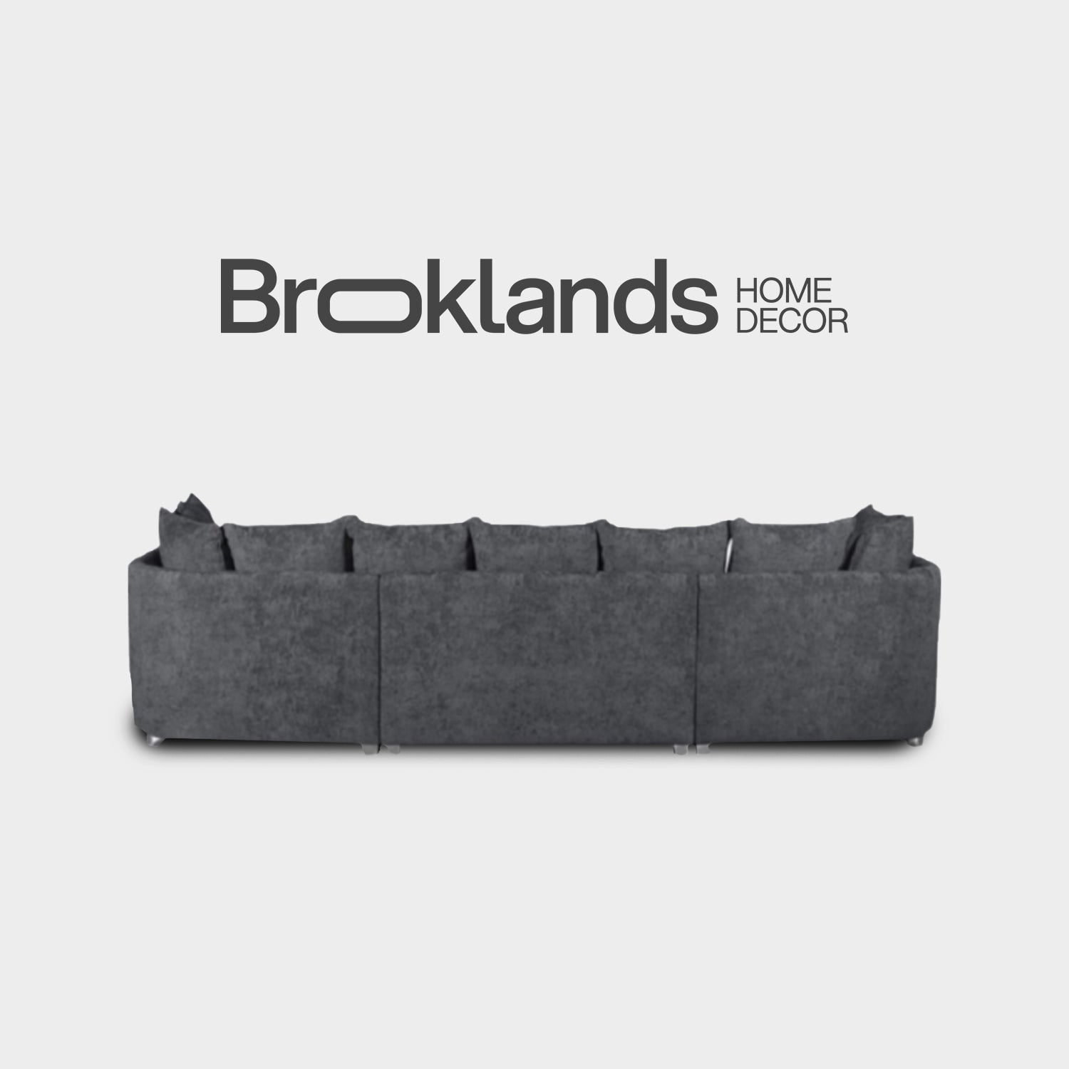 London U Shape Sofa Soft Chenille Charcoal Grey