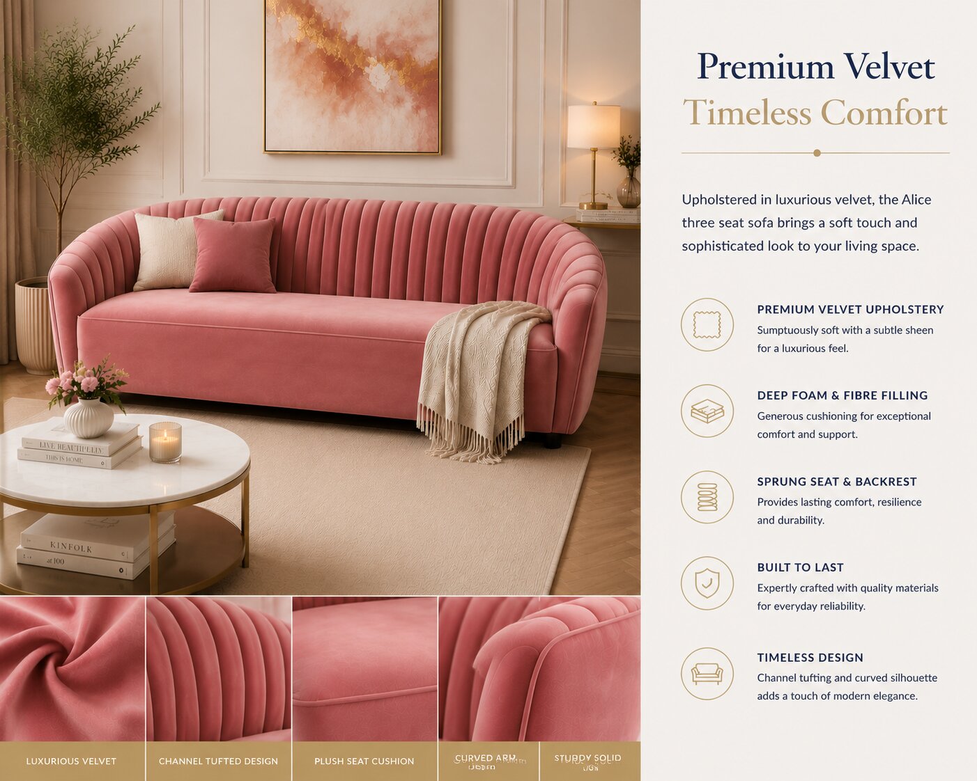 Alice Three Seat Sofa