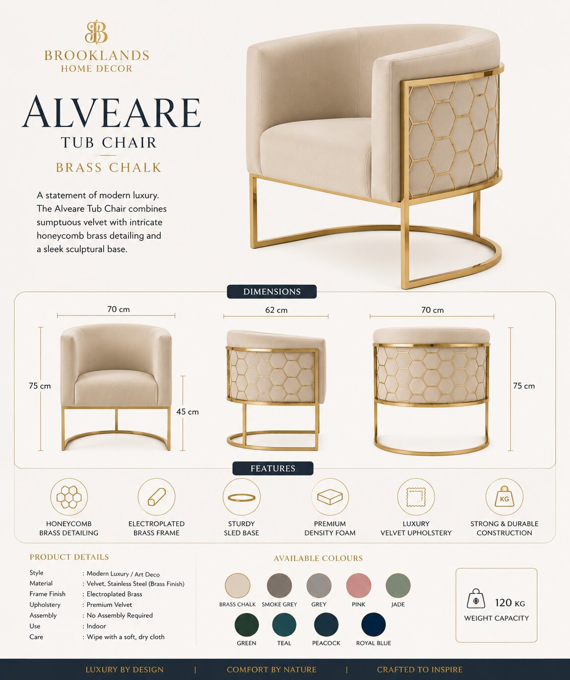 Alveare Tub Chair Brass