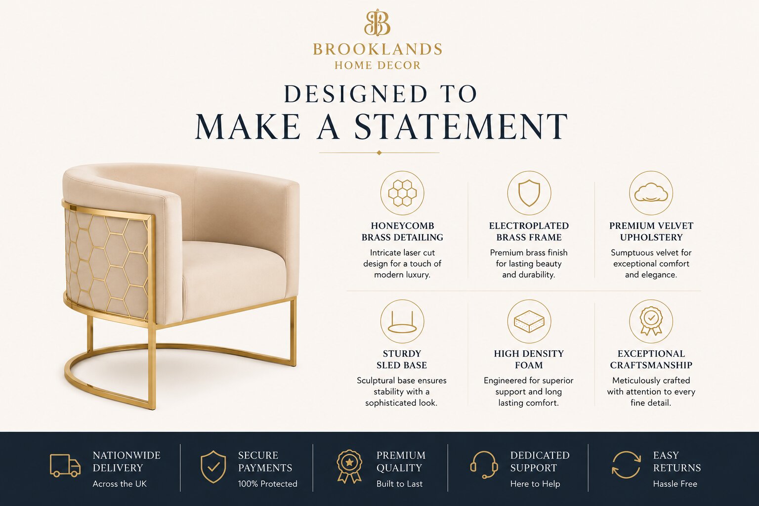 Alveare Tub Chair Brass
