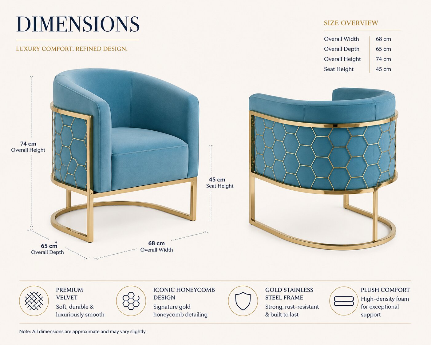 Alveare Tub Chair Brass