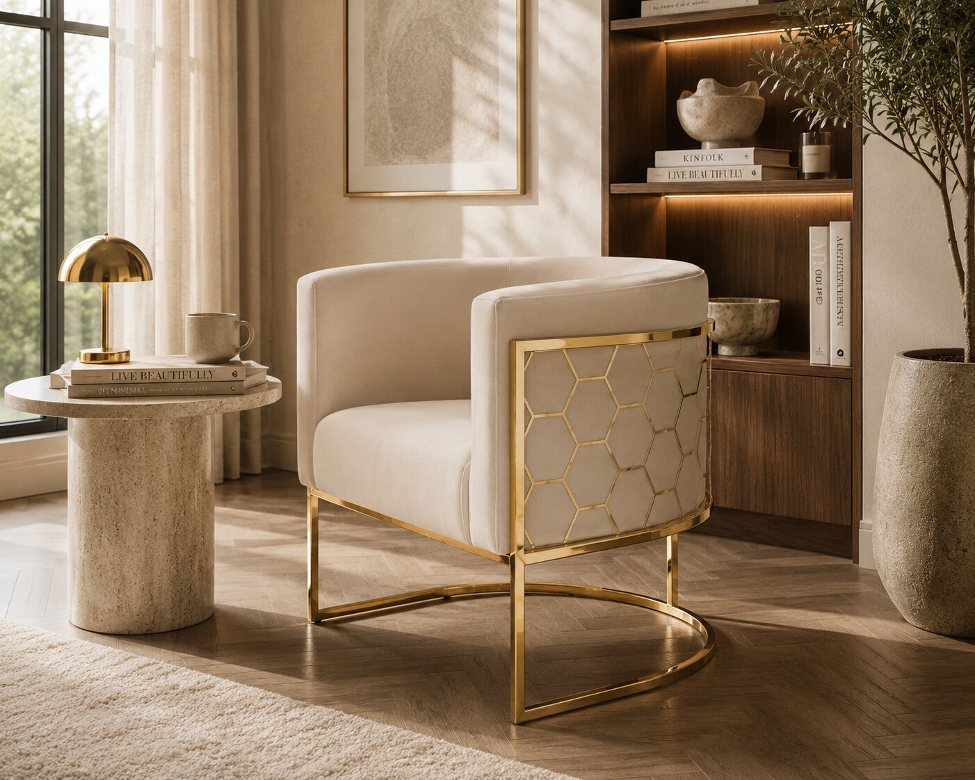 Alveare Tub Chair Brass