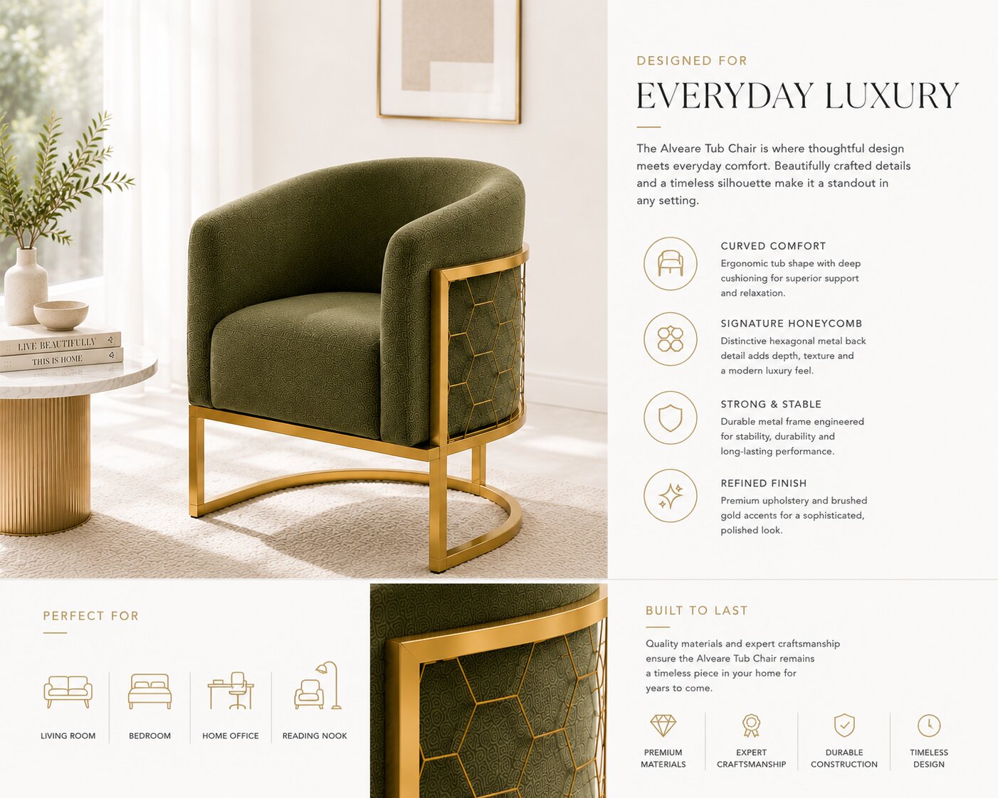 Alveare Tub Chair Brass