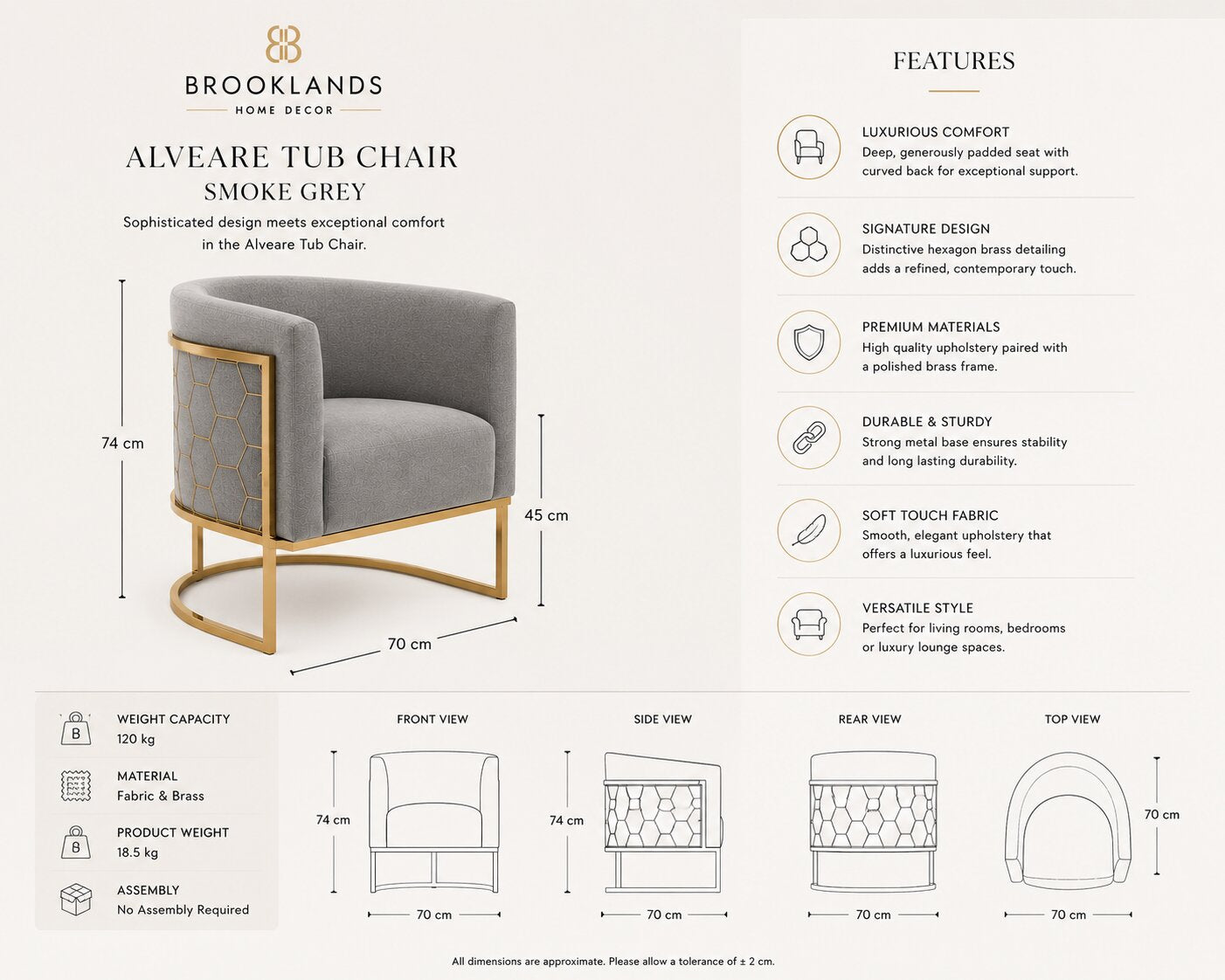 Alveare Tub Chair Brass