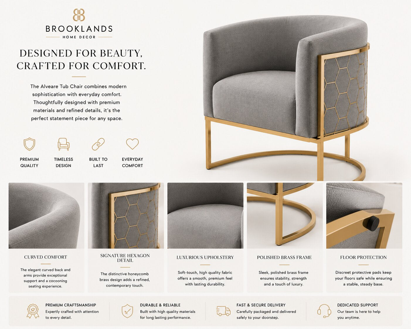 Alveare Tub Chair Brass