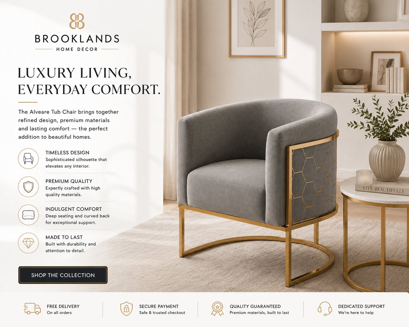 Alveare Tub Chair Brass