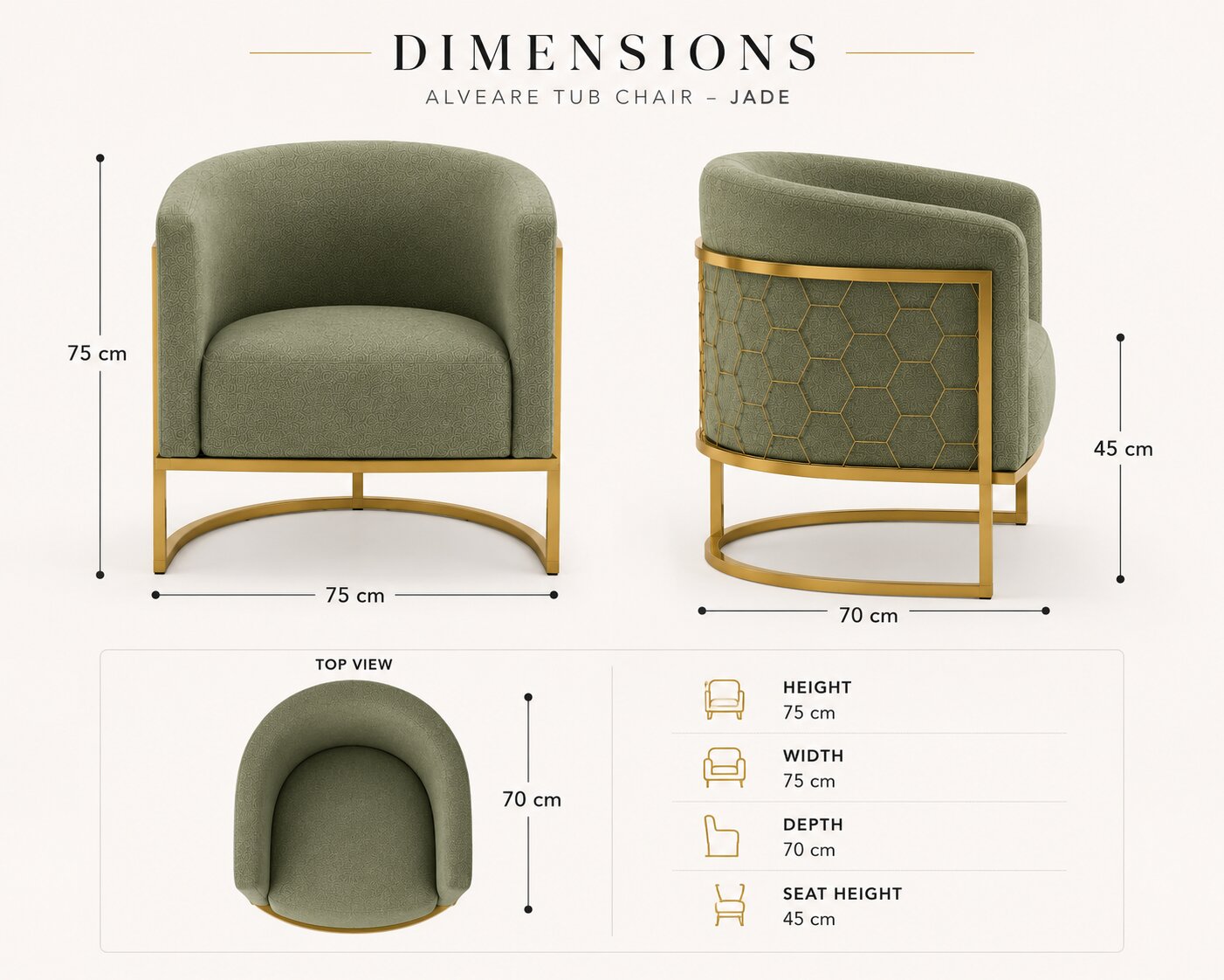 Alveare Tub Chair Brass