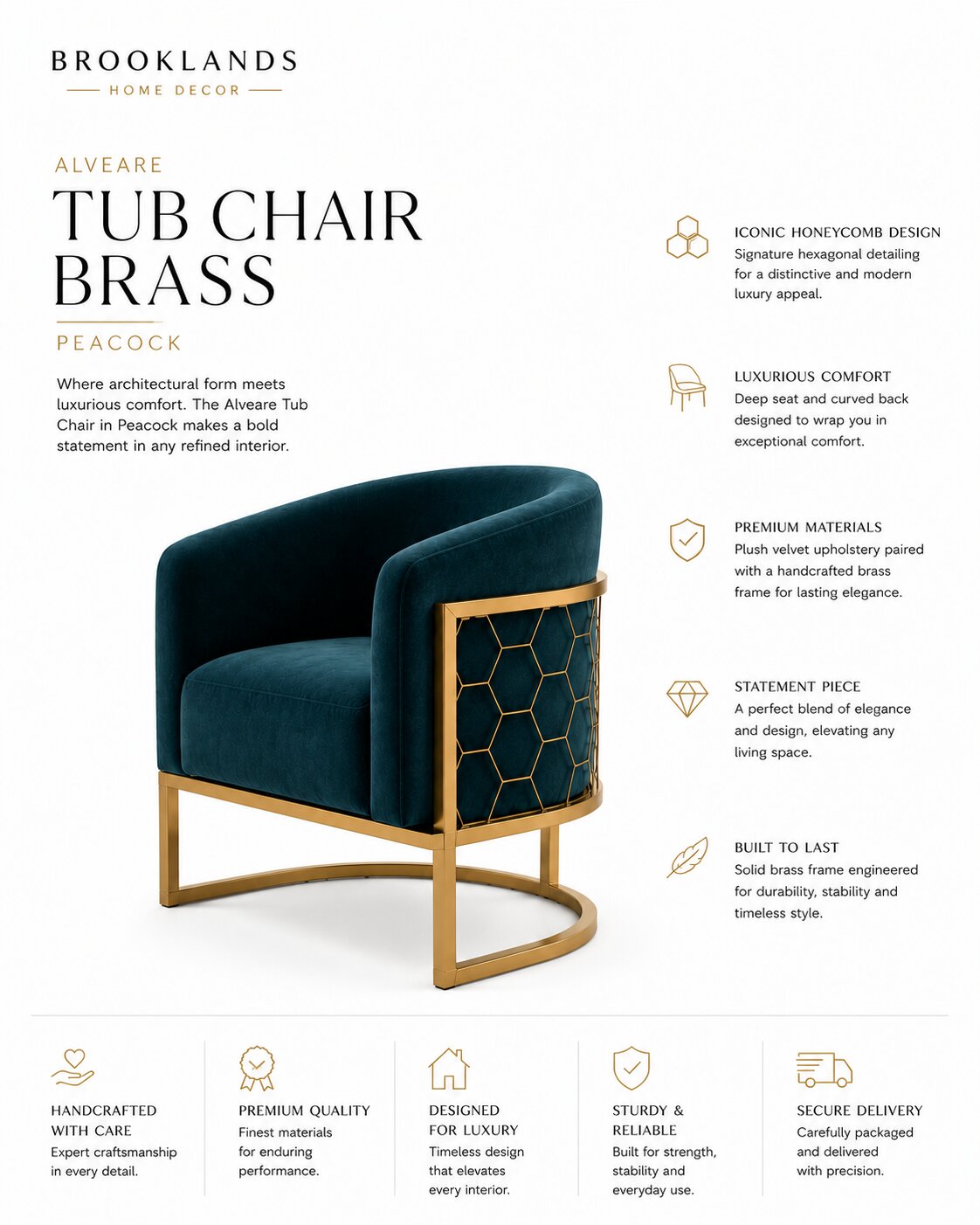 Alveare Tub Chair Brass