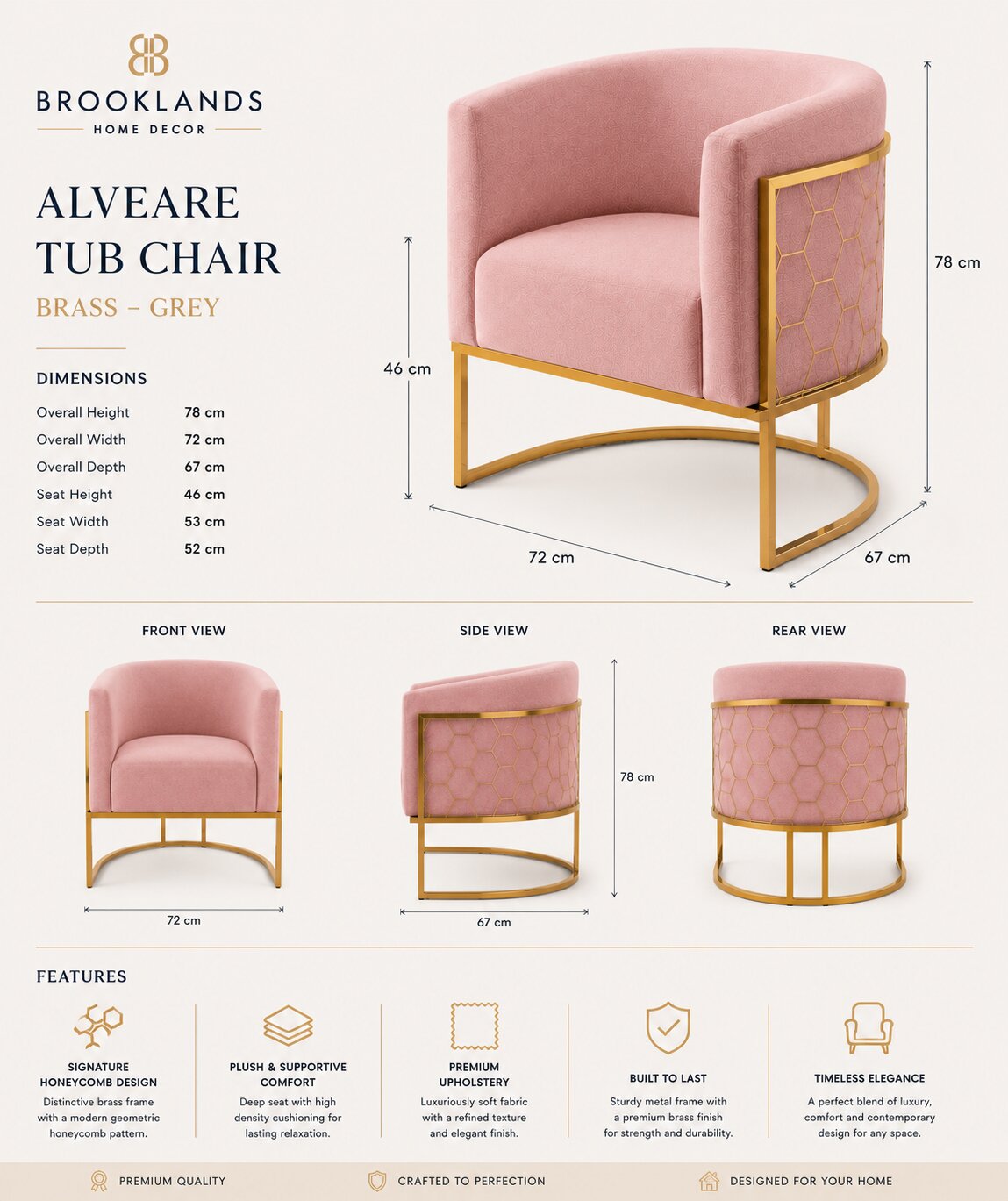Alveare Tub Chair Brass