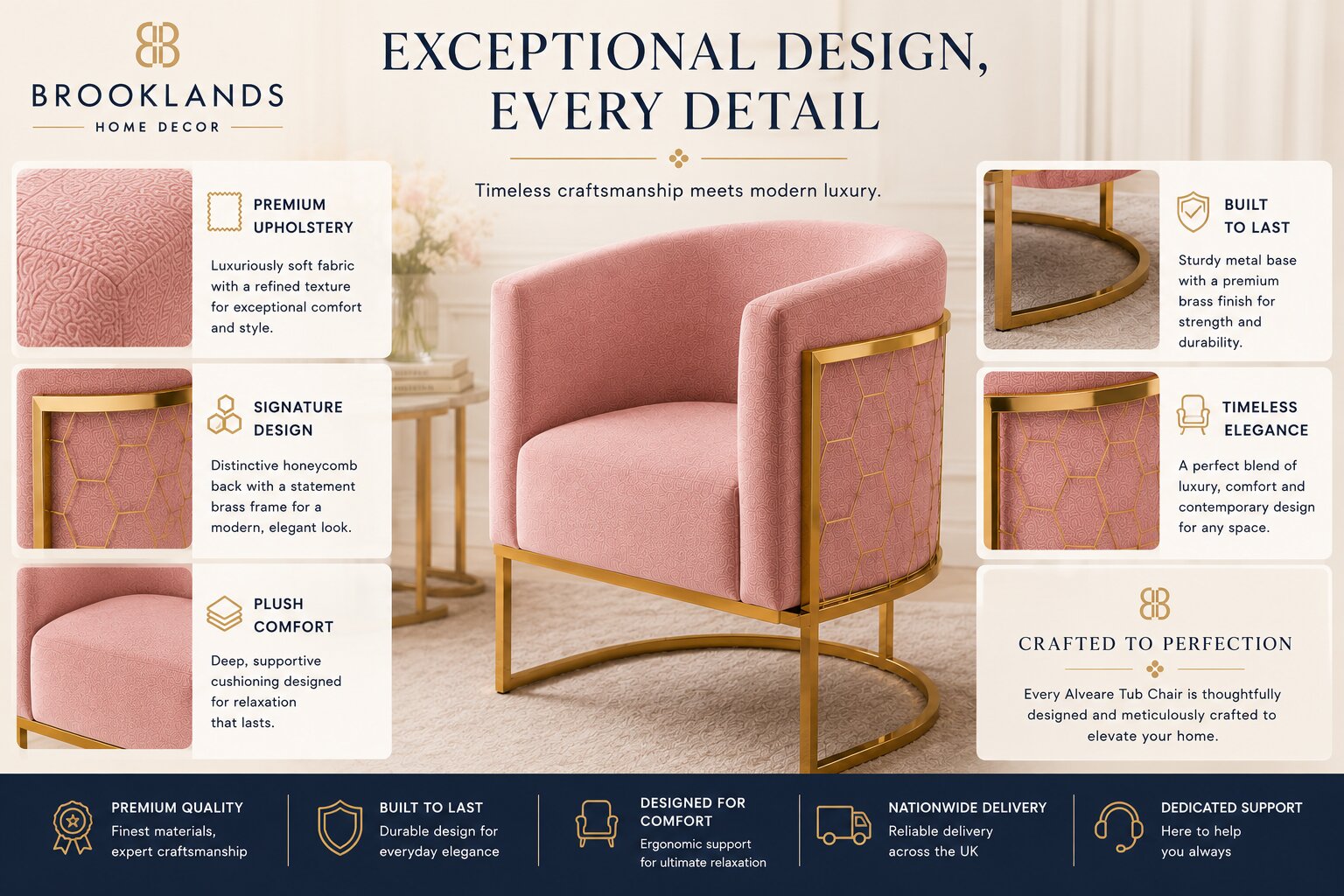 Alveare Tub Chair Brass
