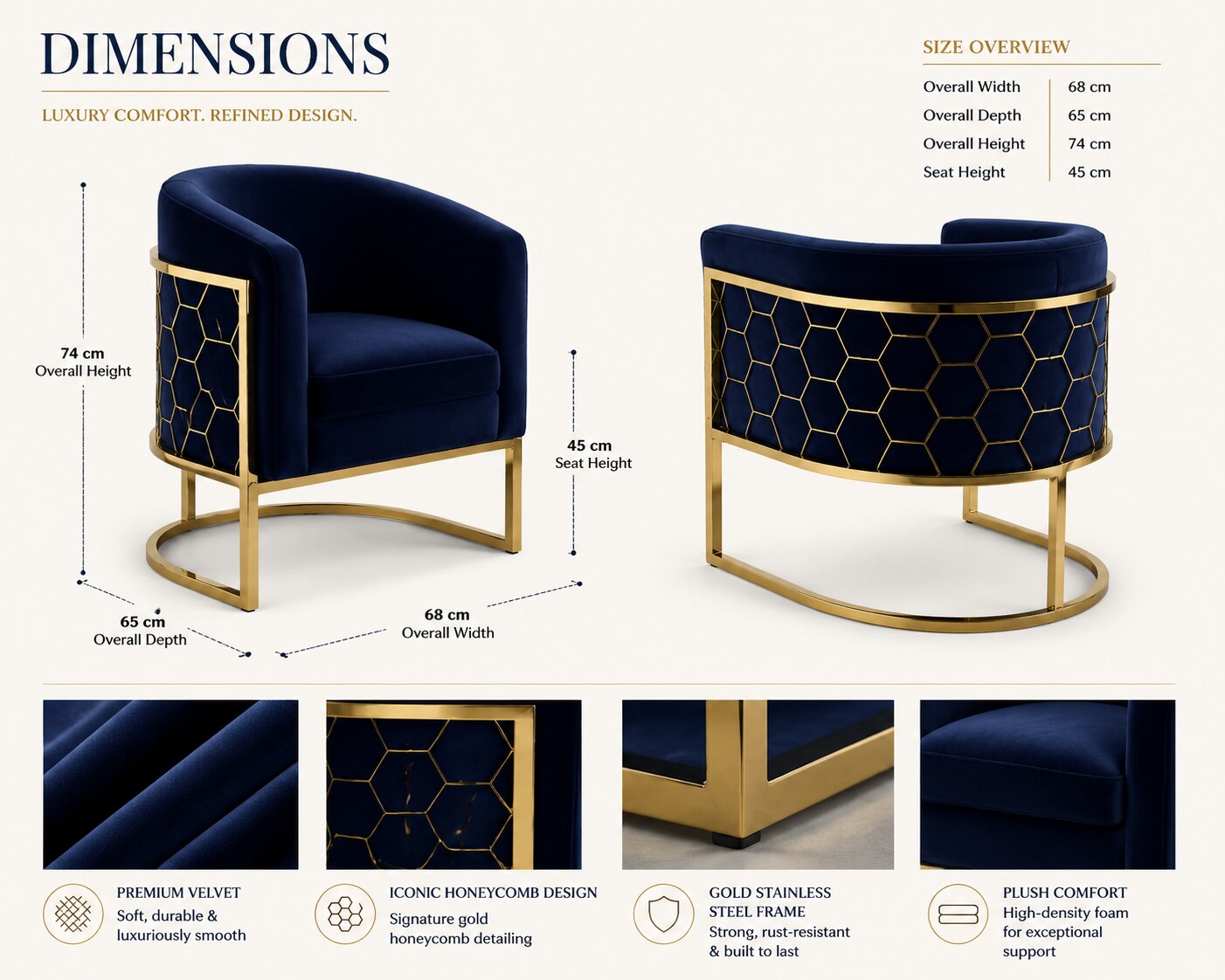 Alveare Tub Chair Brass
