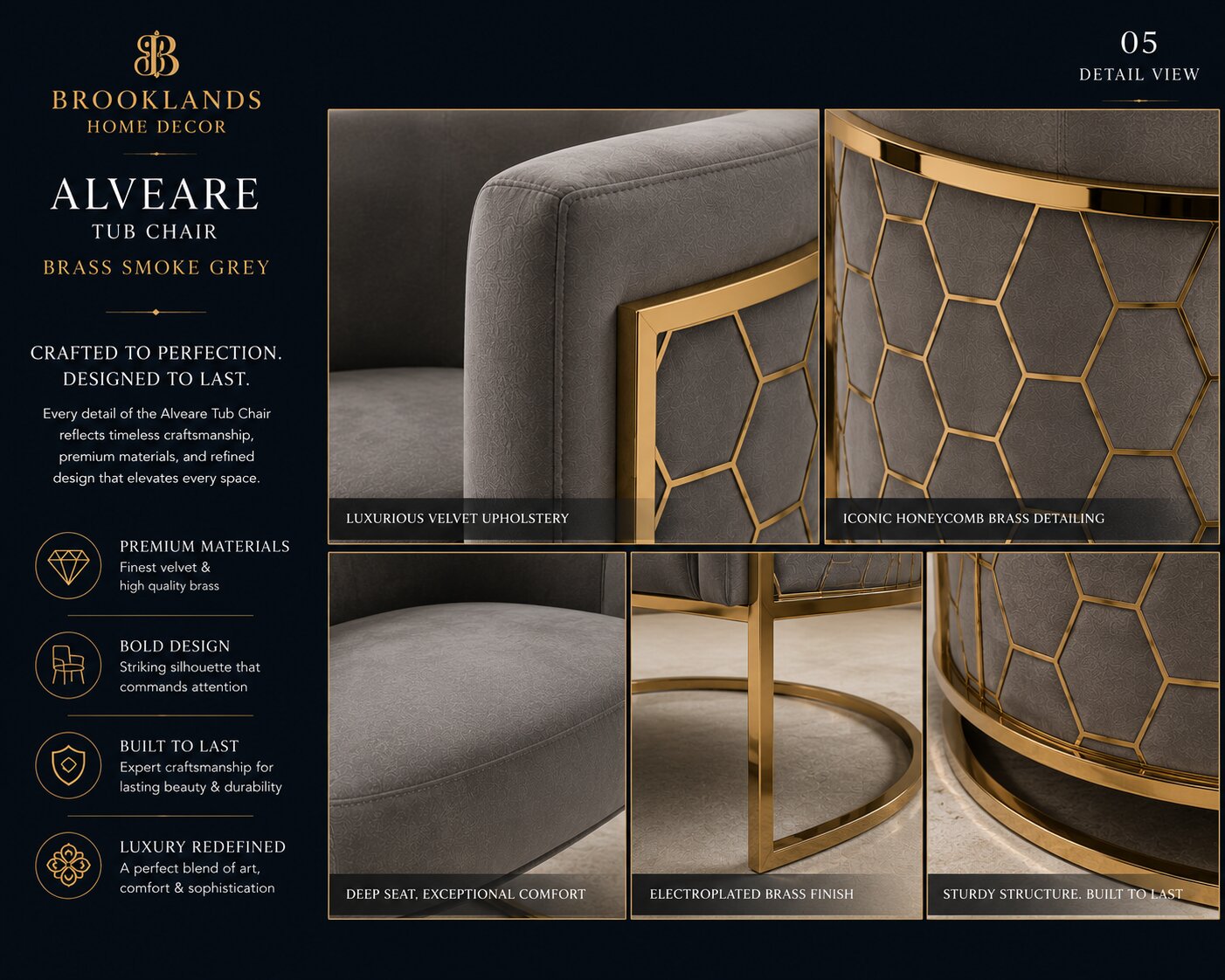 Alveare Tub Chair Brass
