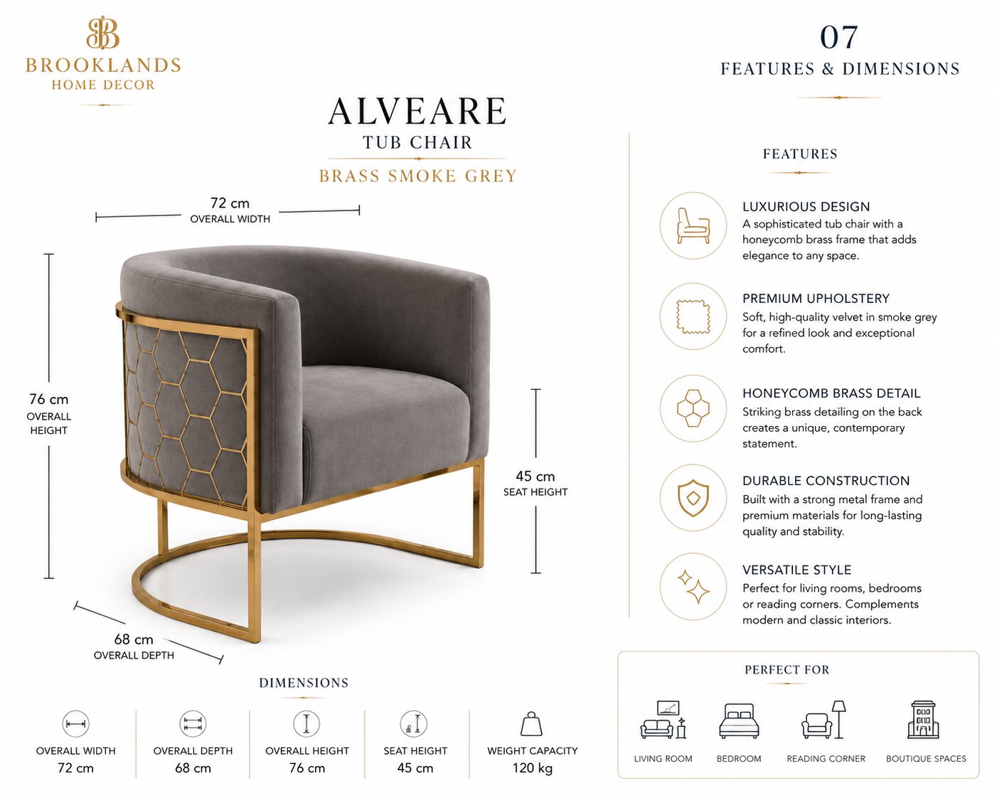 Alveare Tub Chair Brass
