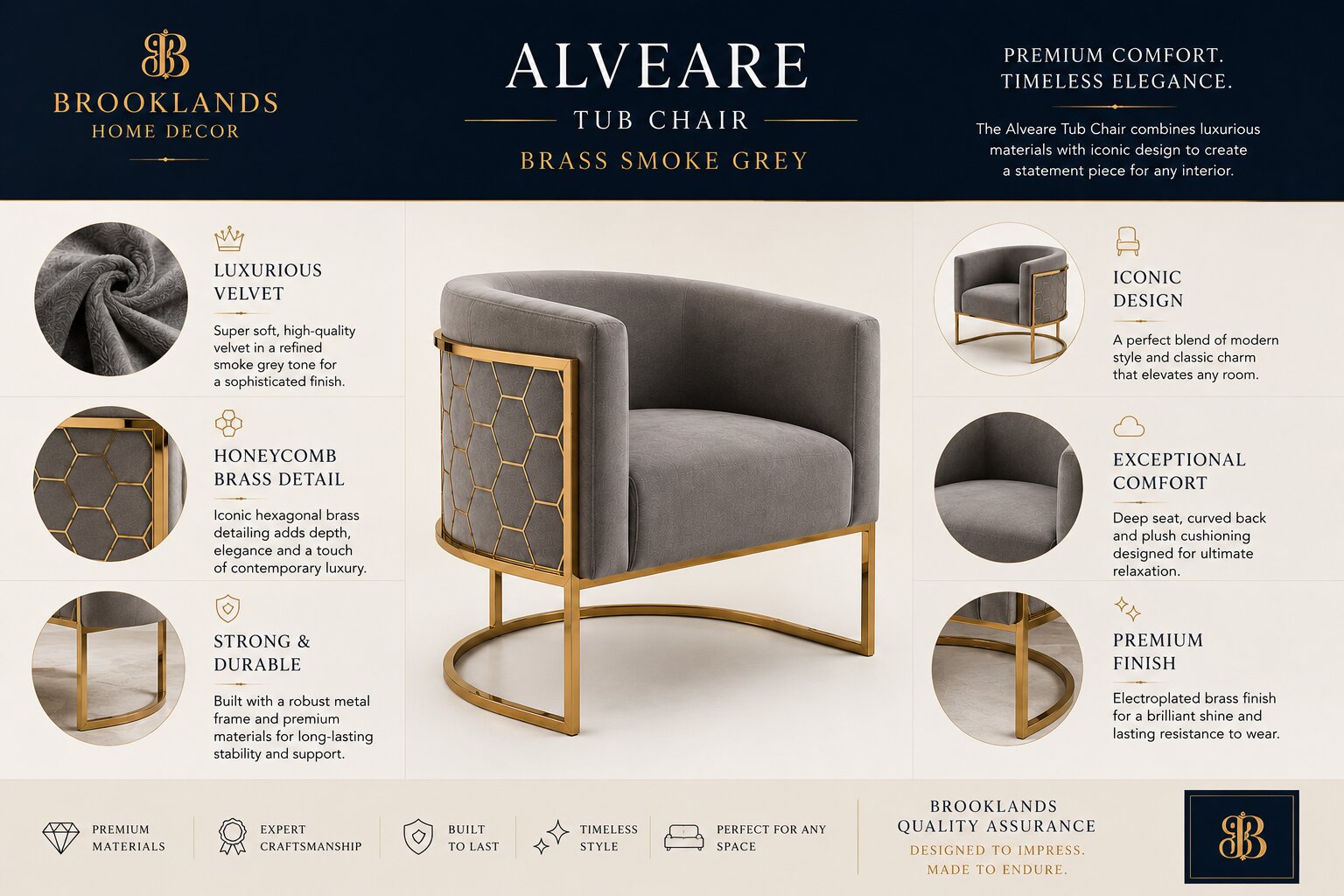 Alveare Tub Chair Brass