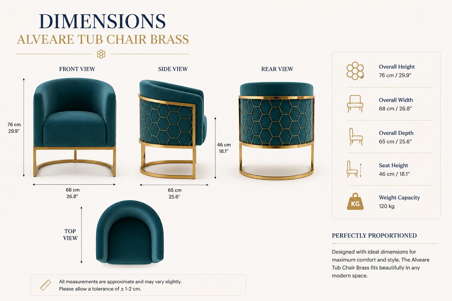 Alveare Tub Chair Brass