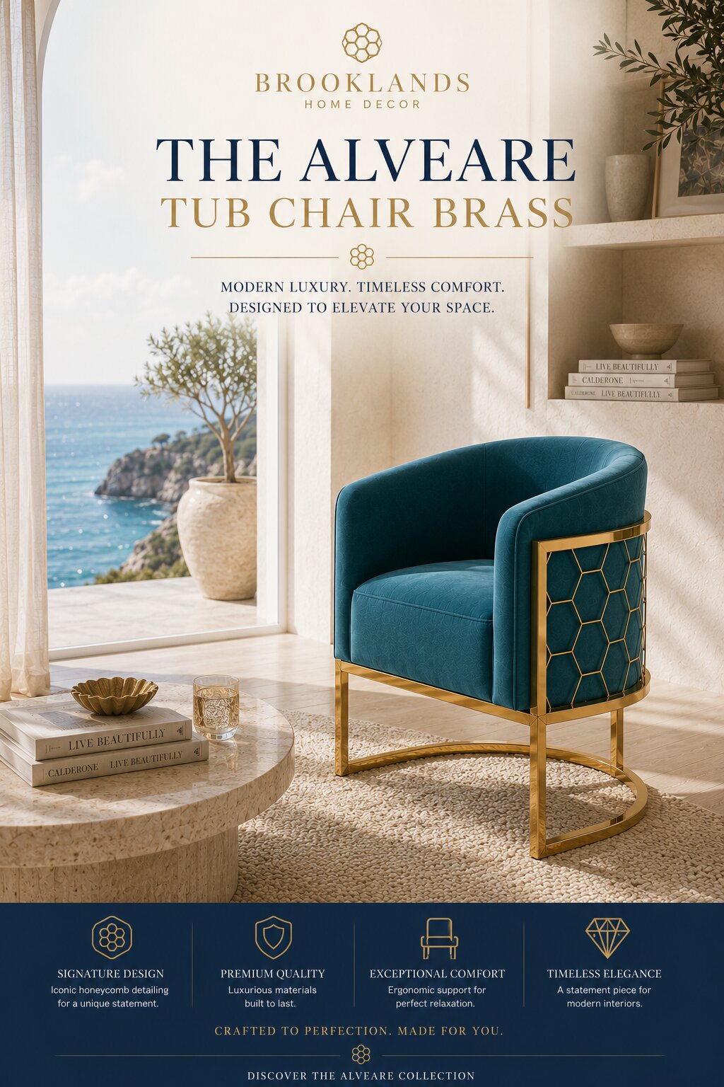 Alveare Tub Chair Brass