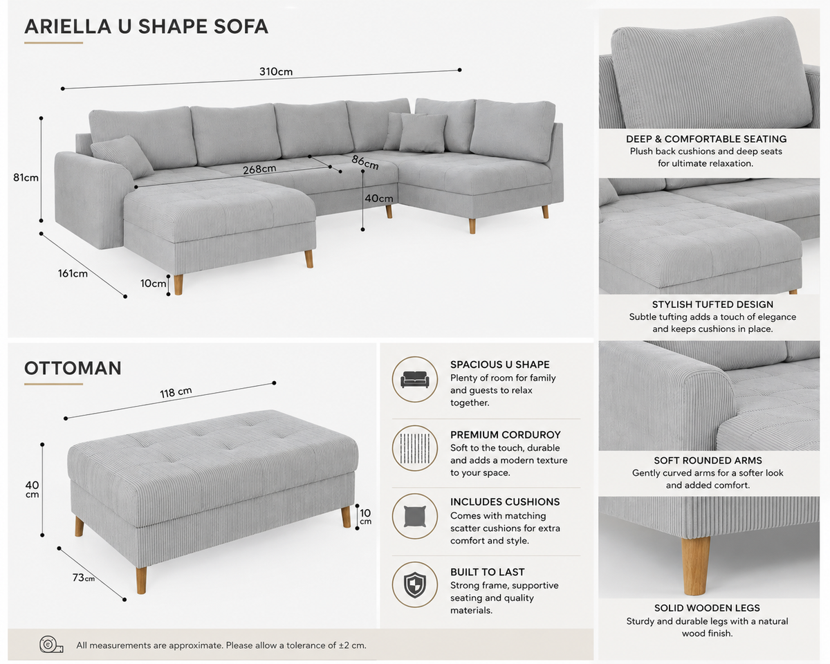 Ariella U Shape Sofa