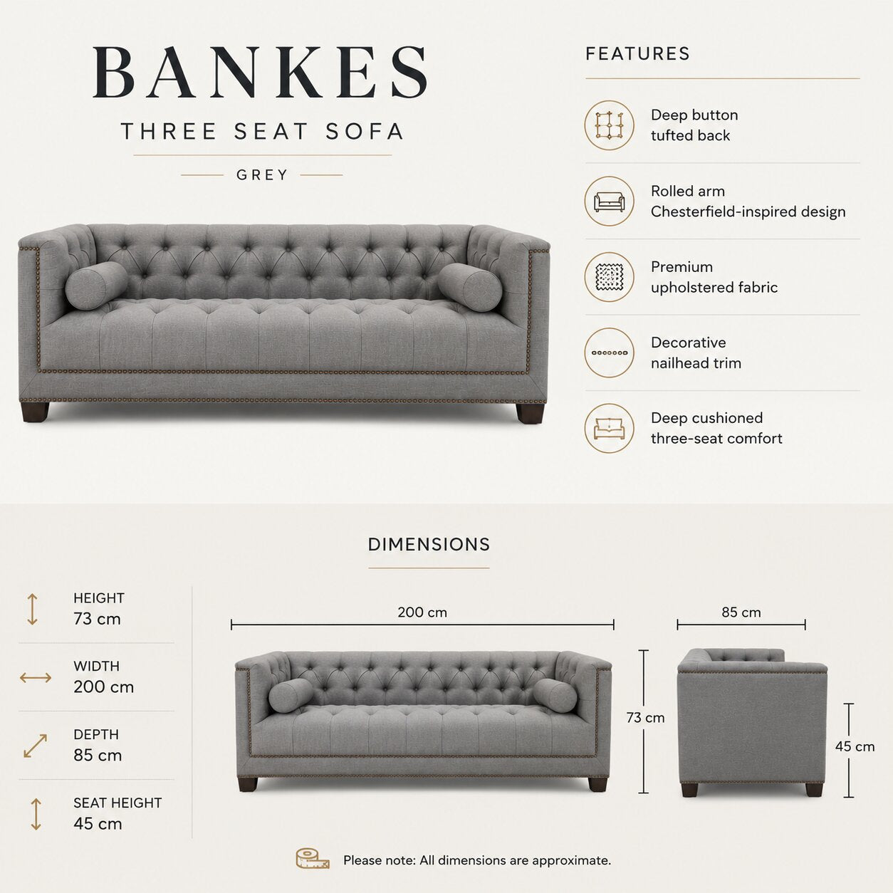 Bankes Three Seat Sofa