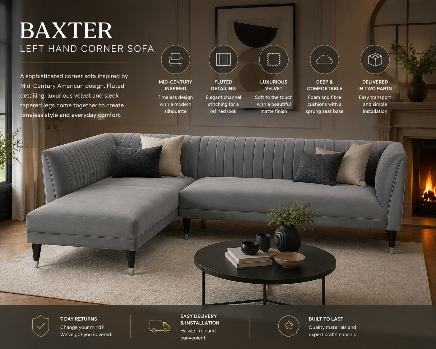 Baxter Left Hand Corner Sofa