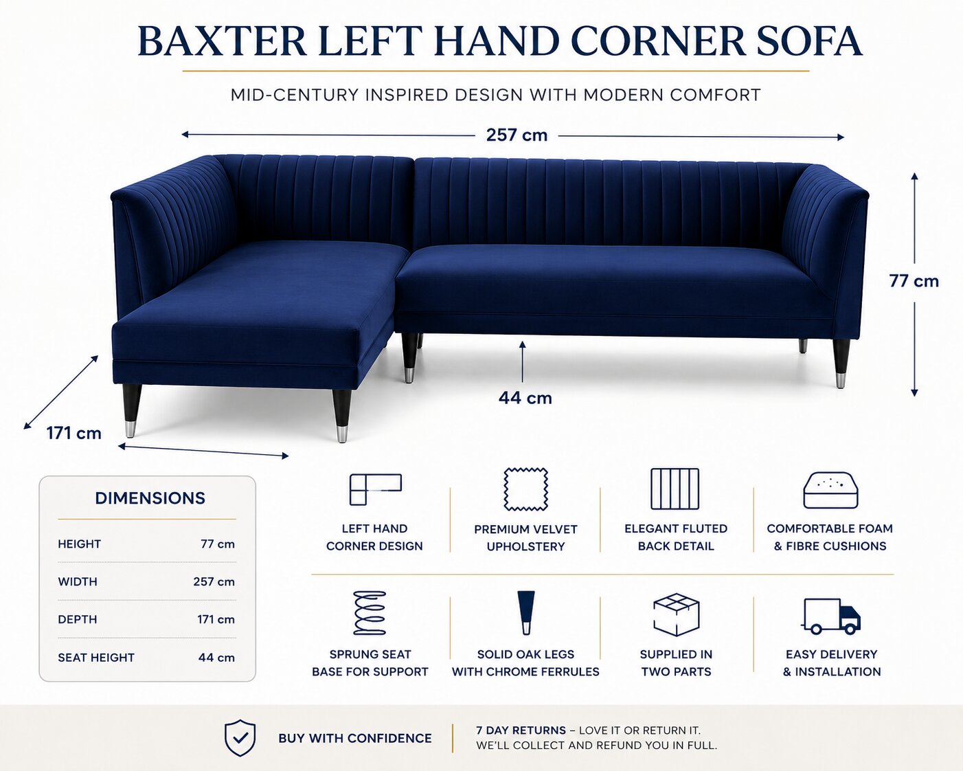 Baxter Left Hand Corner Sofa