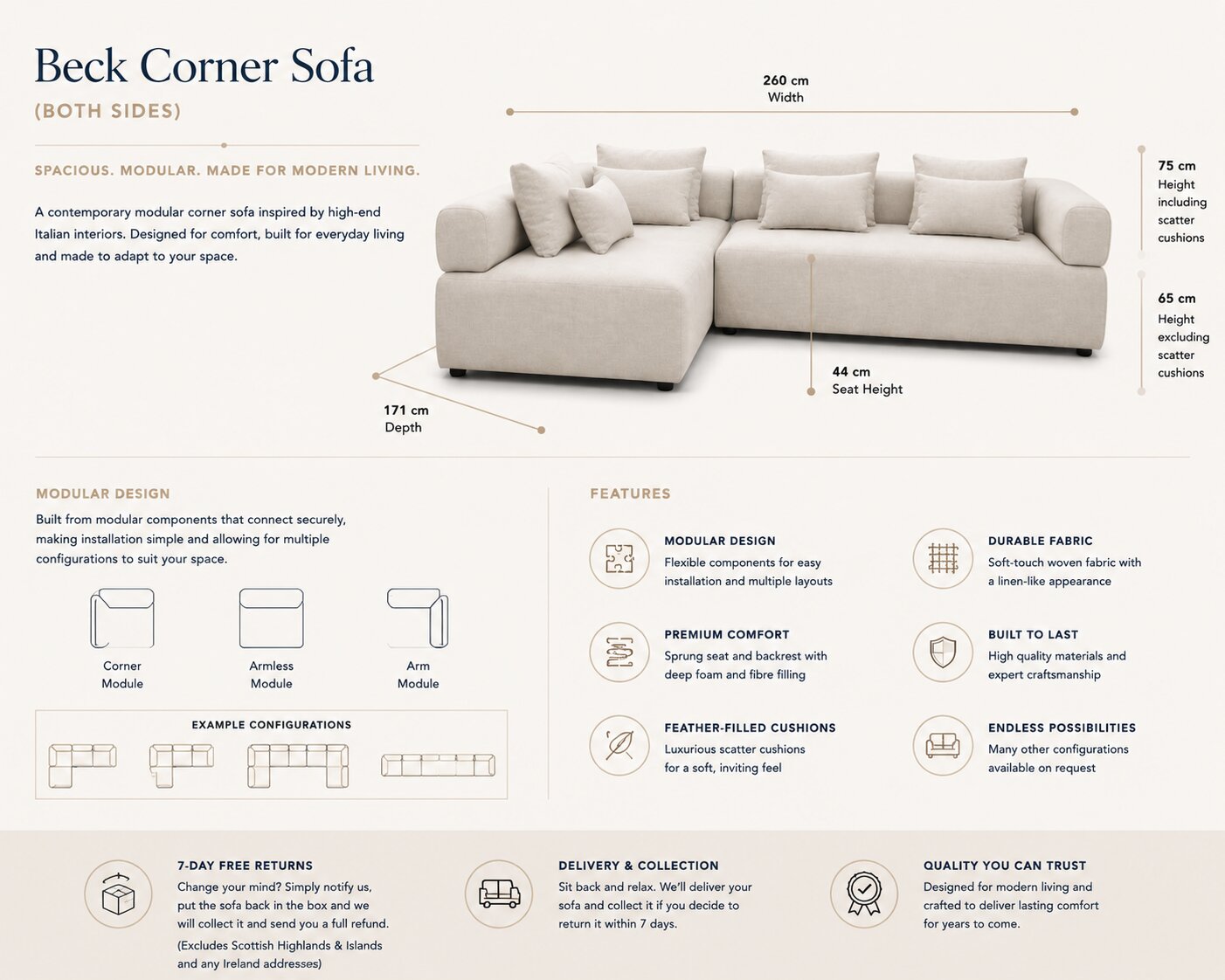 Beck Corner Sofa (Both sides)