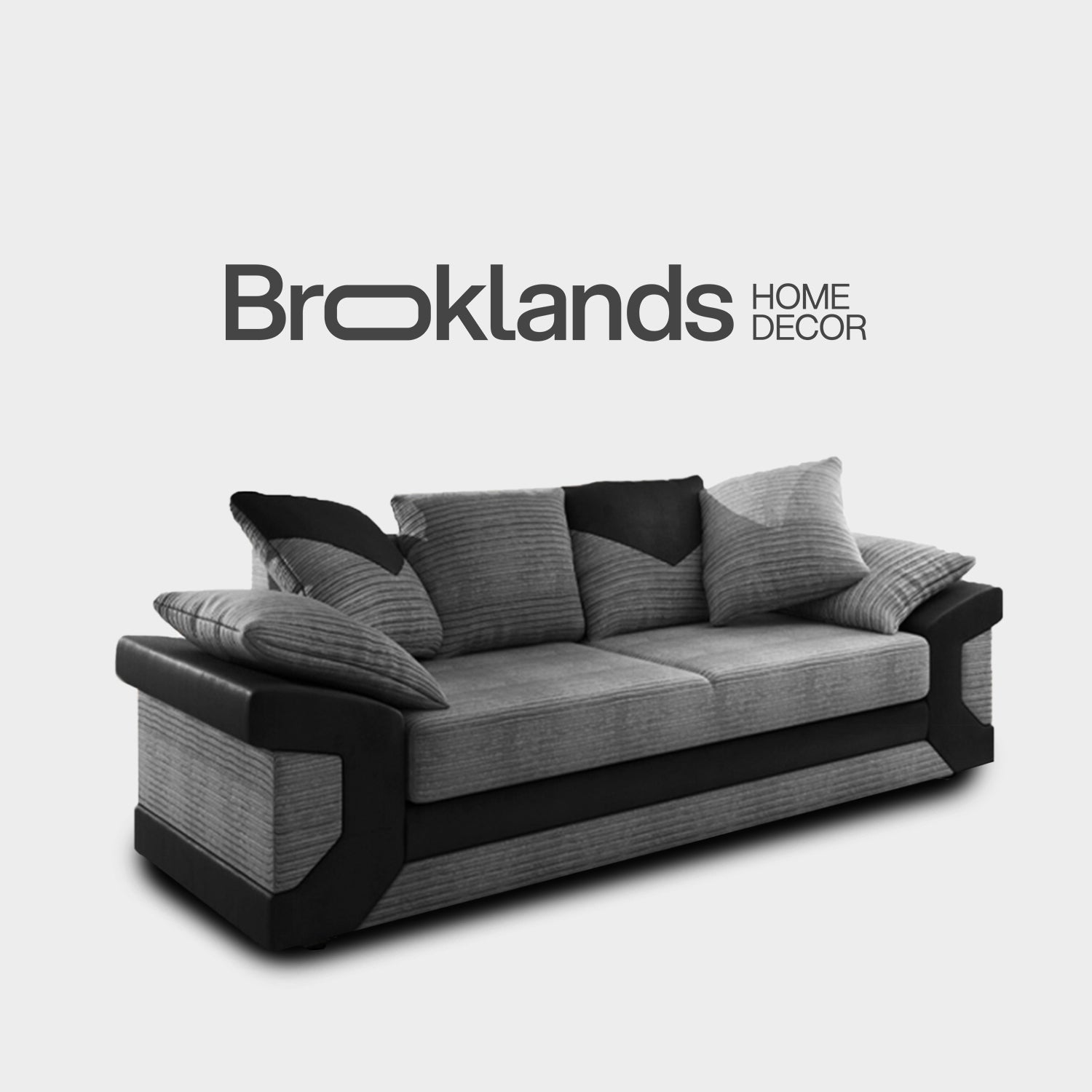Portland Dino 5 Seater Black and Grey Sofa Suite with Scatter Back