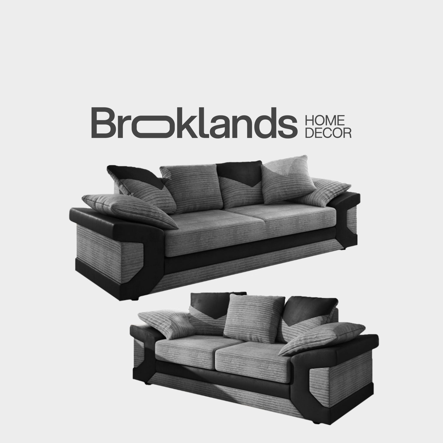 Portland Dino 5 Seater Black and Grey Sofa Suite with Scatter Back