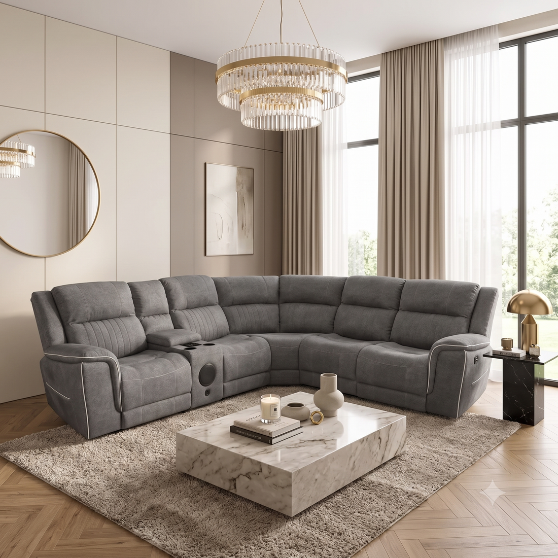 Elite Microfibre Electric Recliner Corner Sofa - Brooklands Home Decor