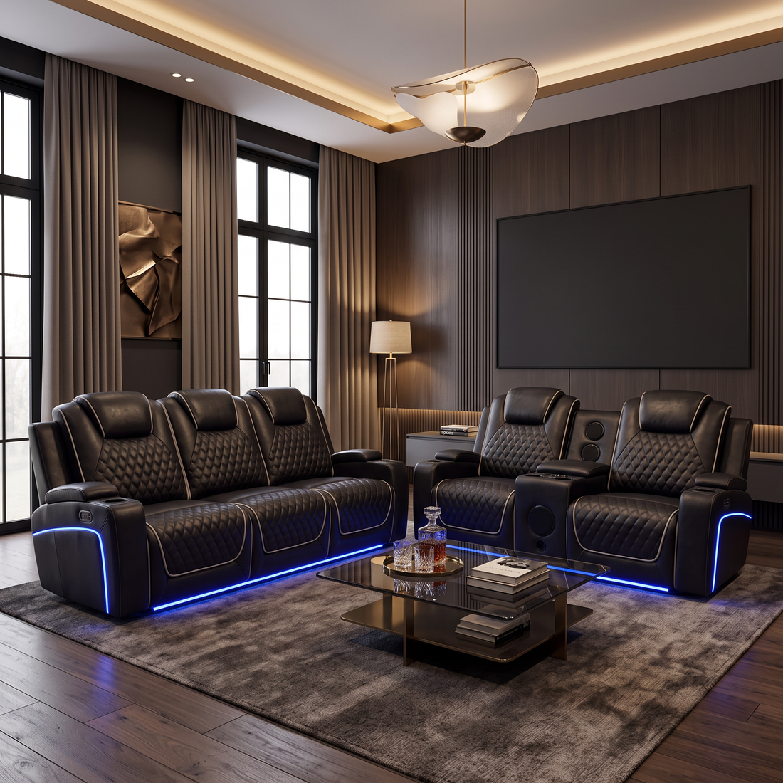 Infinity 3 + 2 Seater Electric Leather Recliner - Brooklands Home Decor