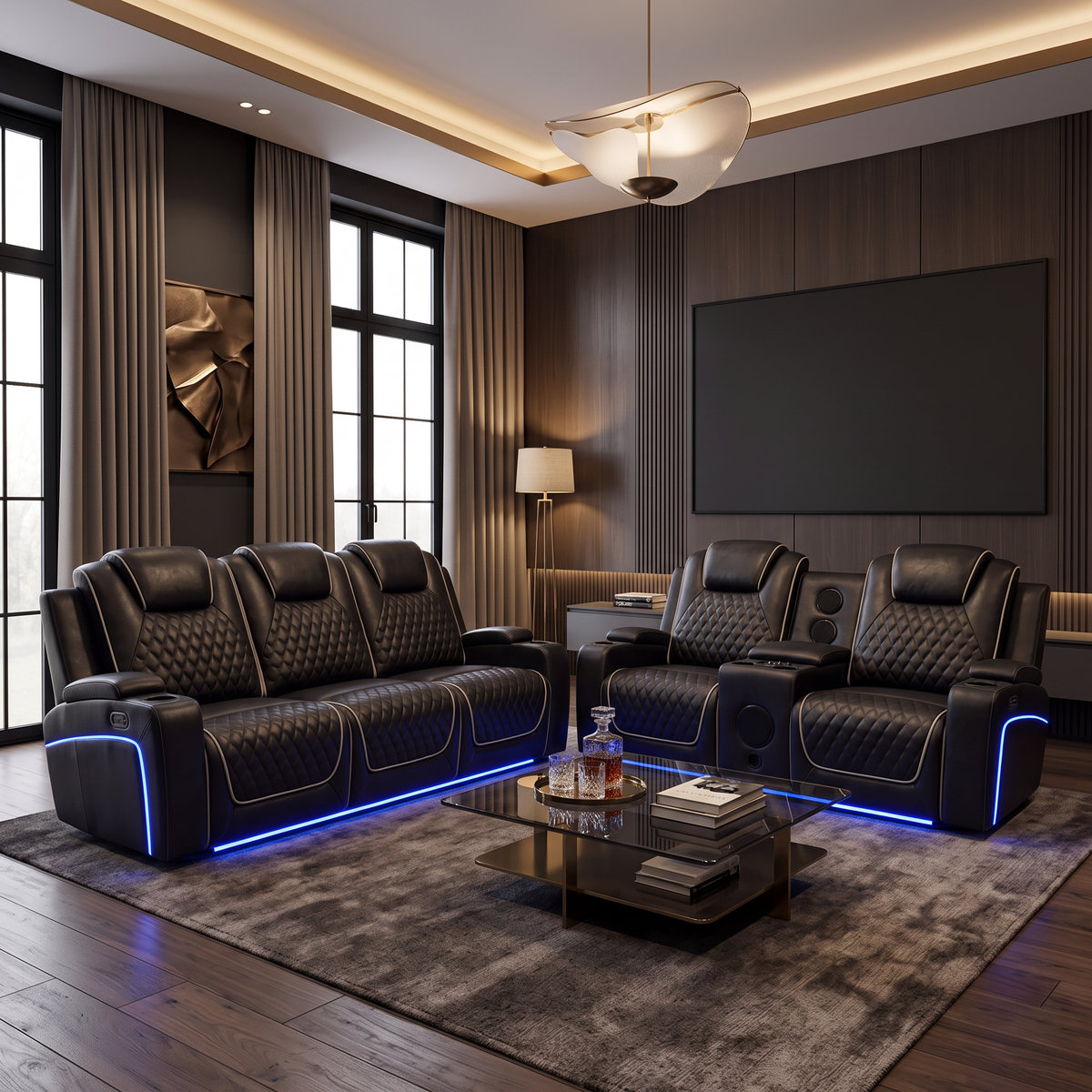 Infinity 3 + 2 Seater Electric Leather Recliner - Brooklands Home Decor
