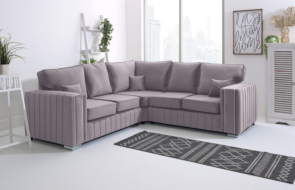 Layla Corner Fullback 2C2 sofa in lilac - Brooklands Home Decor