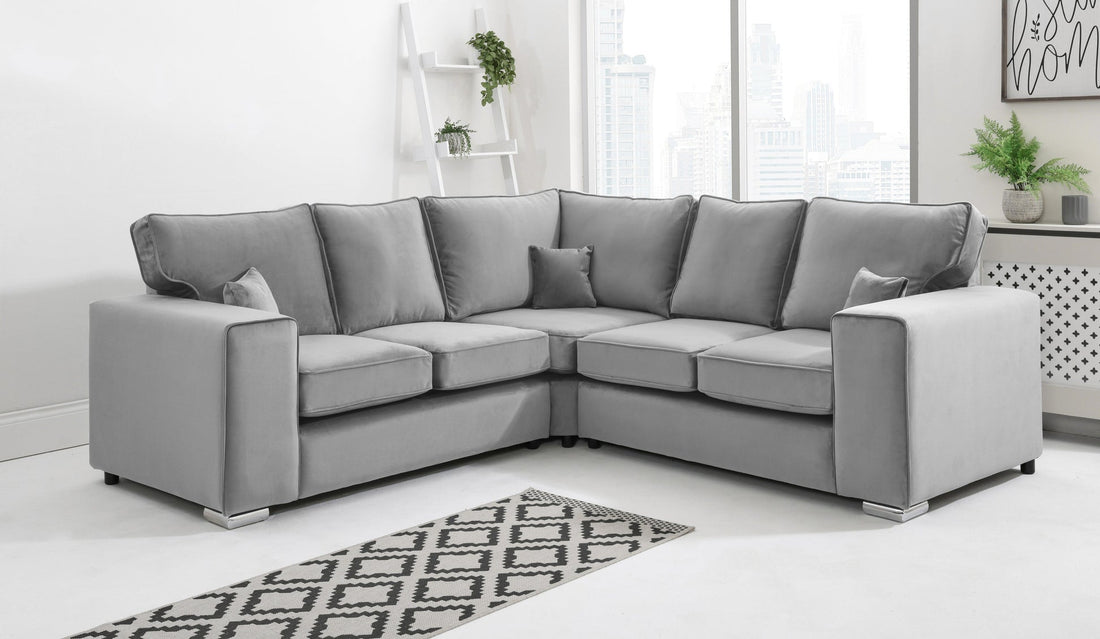Madrid Corner Fullback sofa in silver - Brooklands Home Decor