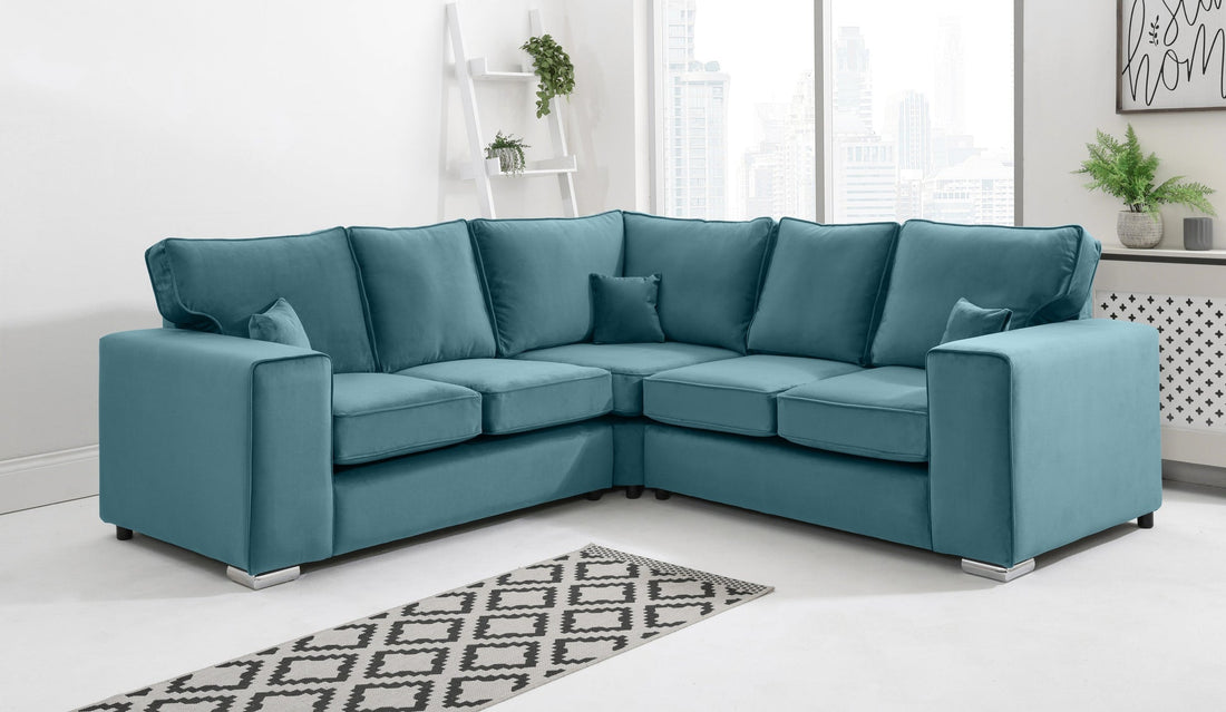 Madrid Corner Fullback sofa in silver - Brooklands Home Decor