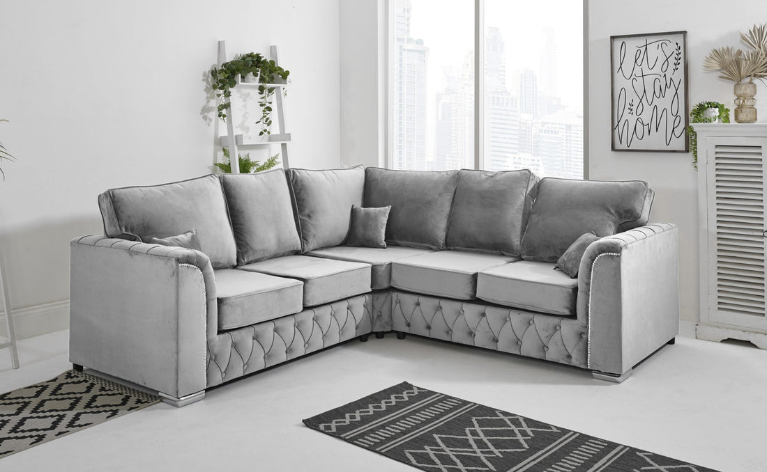Malibu Corner Fullback 2C2 sofa in silver velvet - Brooklands Home Decor