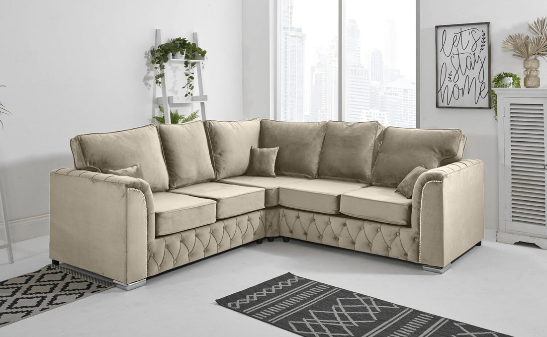 Malibu Corner Fullback 2C2 sofa in silver velvet - Brooklands Home Decor