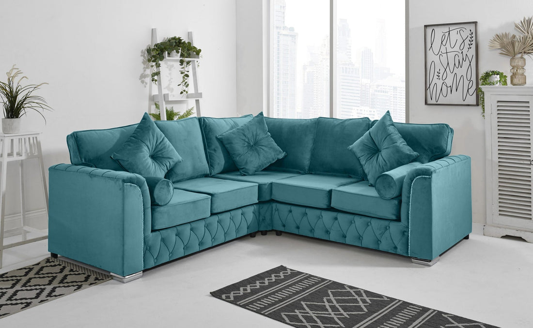 Malibu Corner Fullback 2C2 with extra cushions in turquoise - Brooklands Home Decor
