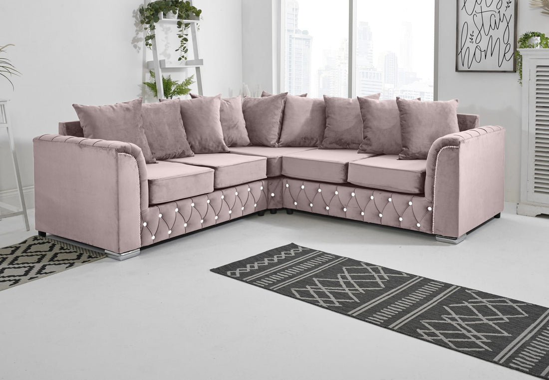 Malibu Corner Scatterback 2C2 with diamond detailing in pink - Brooklands Home Decor