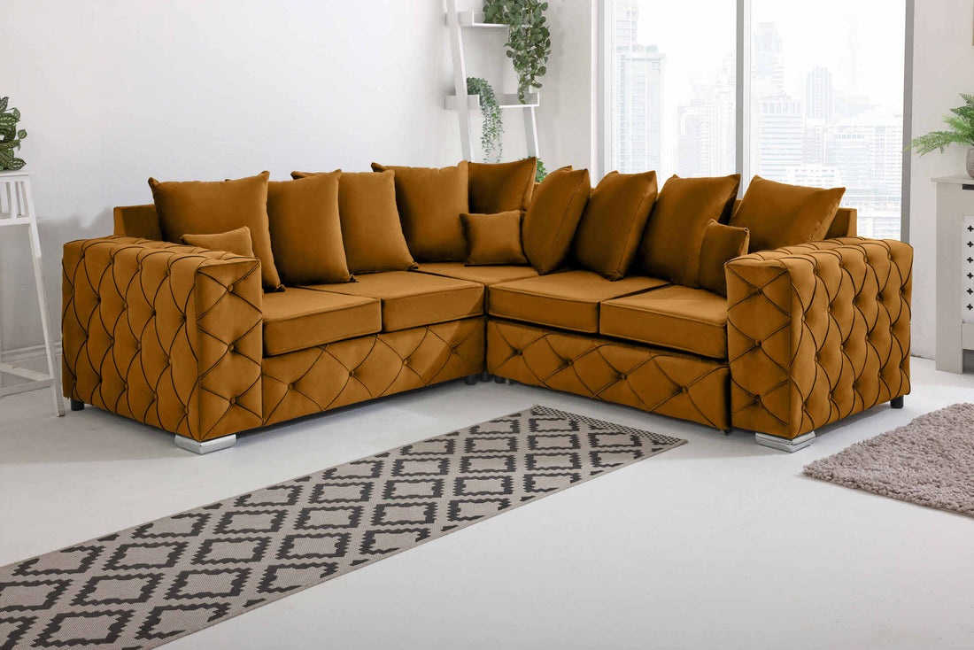 Milton Corner Scatterback 2C2 corner sofa in cream - Brooklands Home Decor
