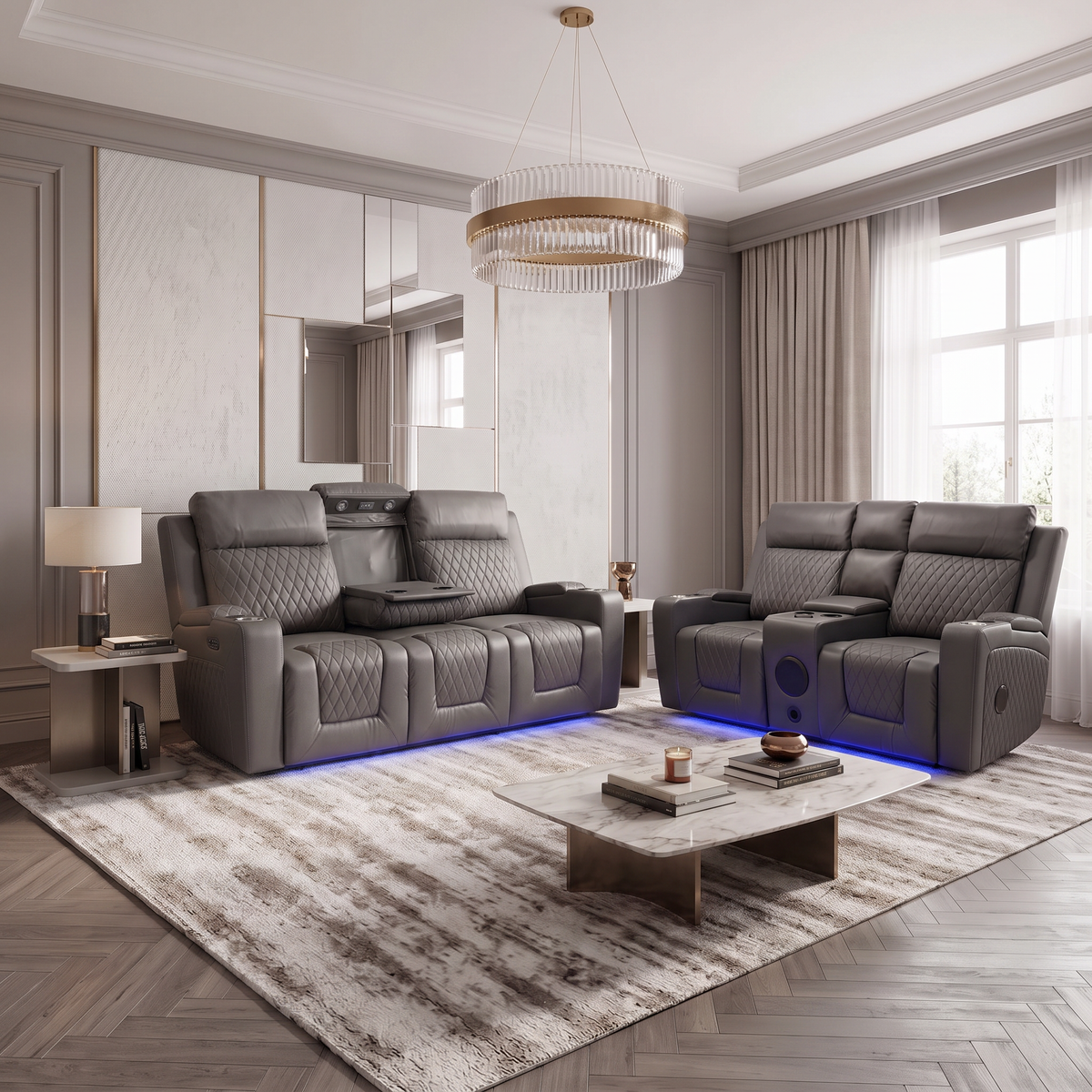 Valentino Smart Entertainment Recliner Sofa Set - Brooklands Home Decor