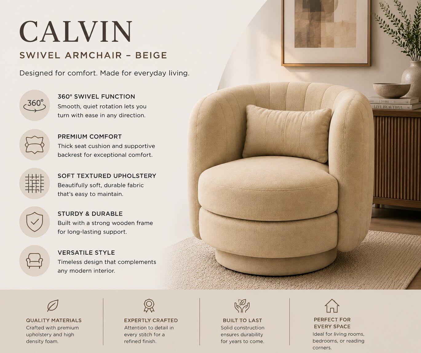 Calvin Swivel Armchair