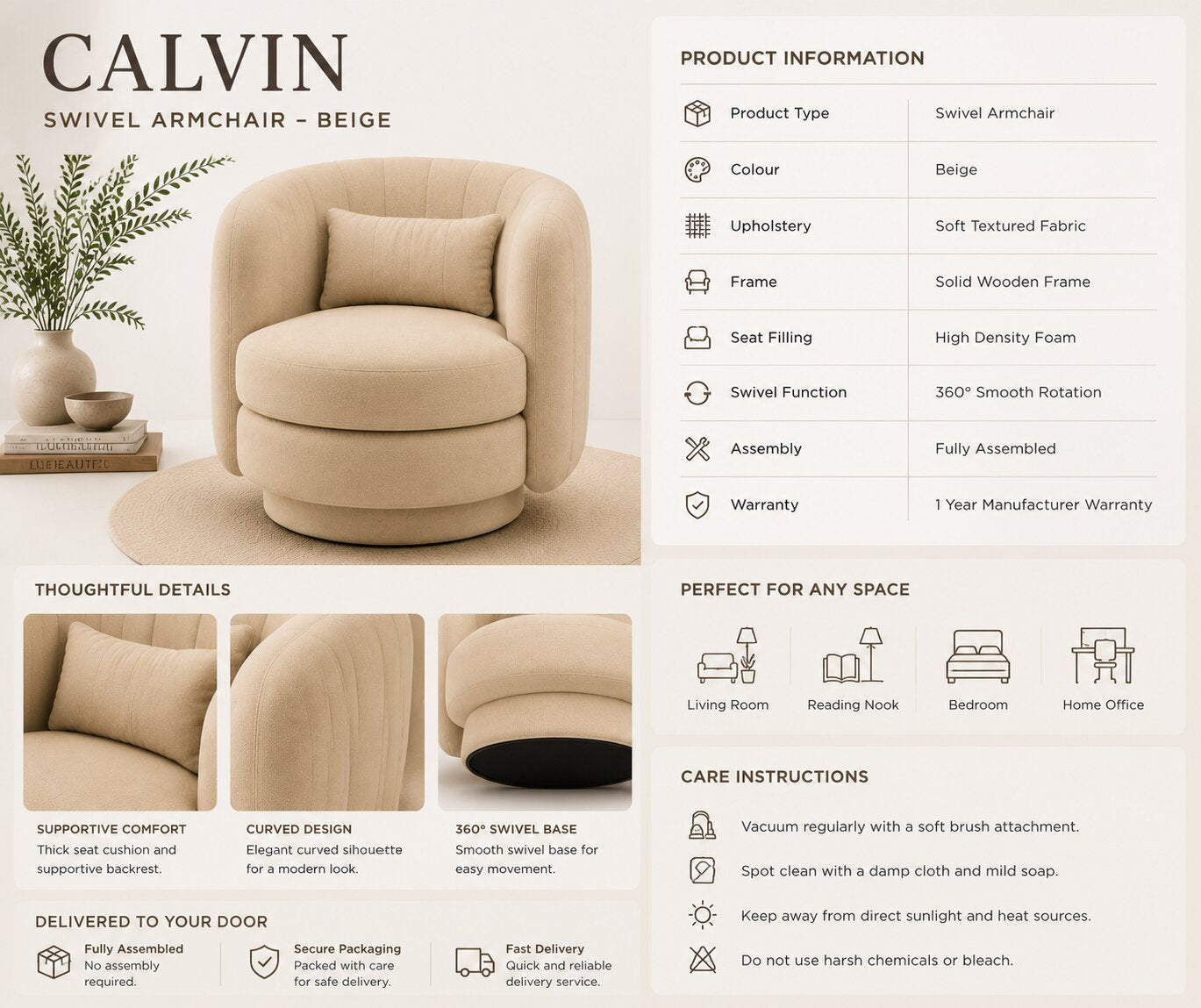 Calvin Swivel Armchair