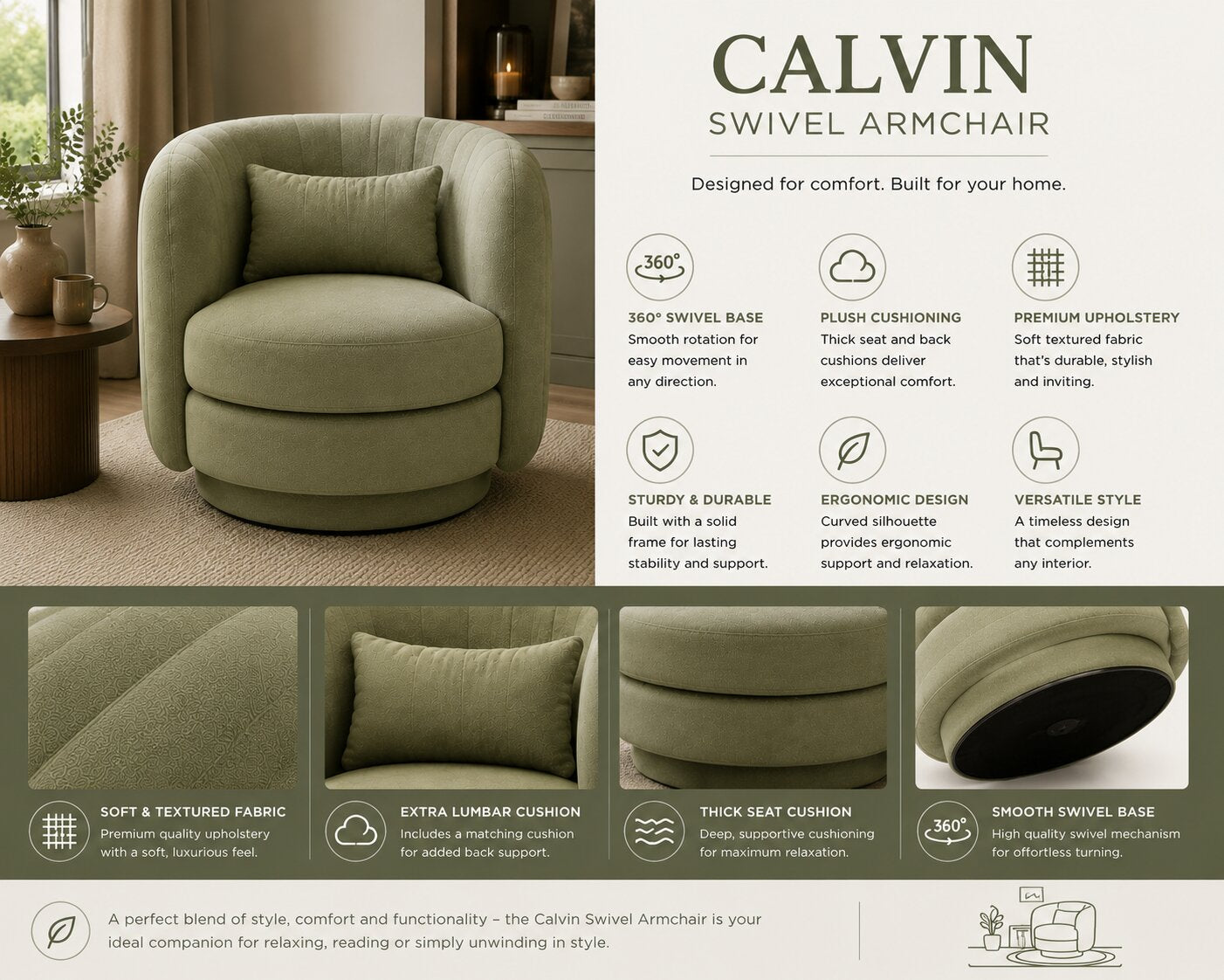 Calvin Swivel Armchair