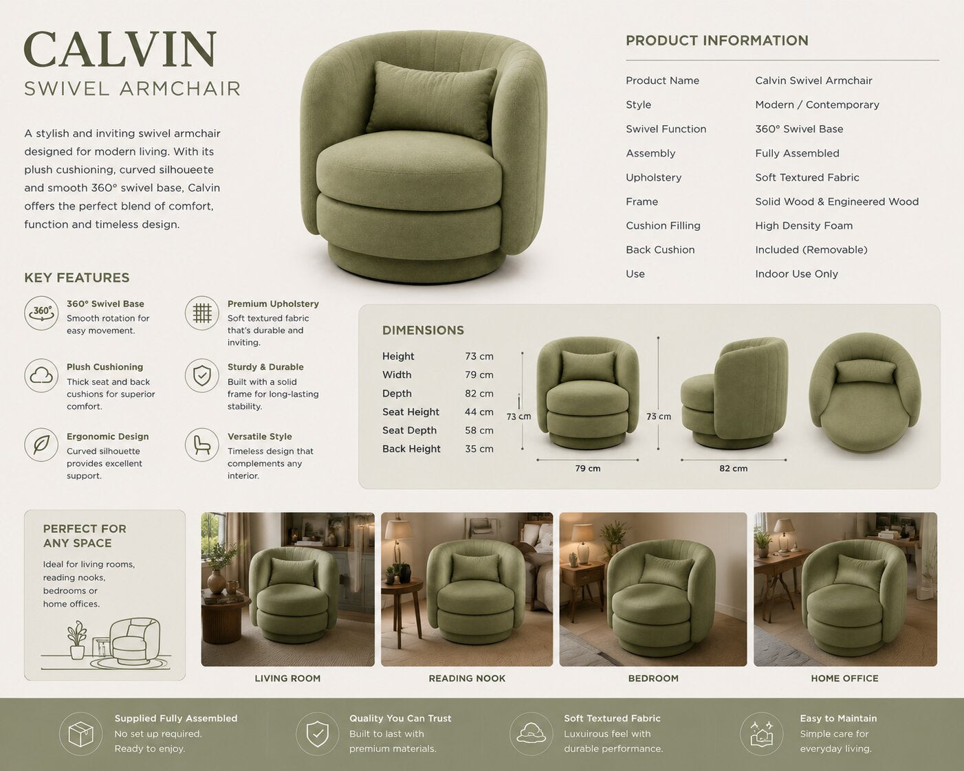 Calvin Swivel Armchair